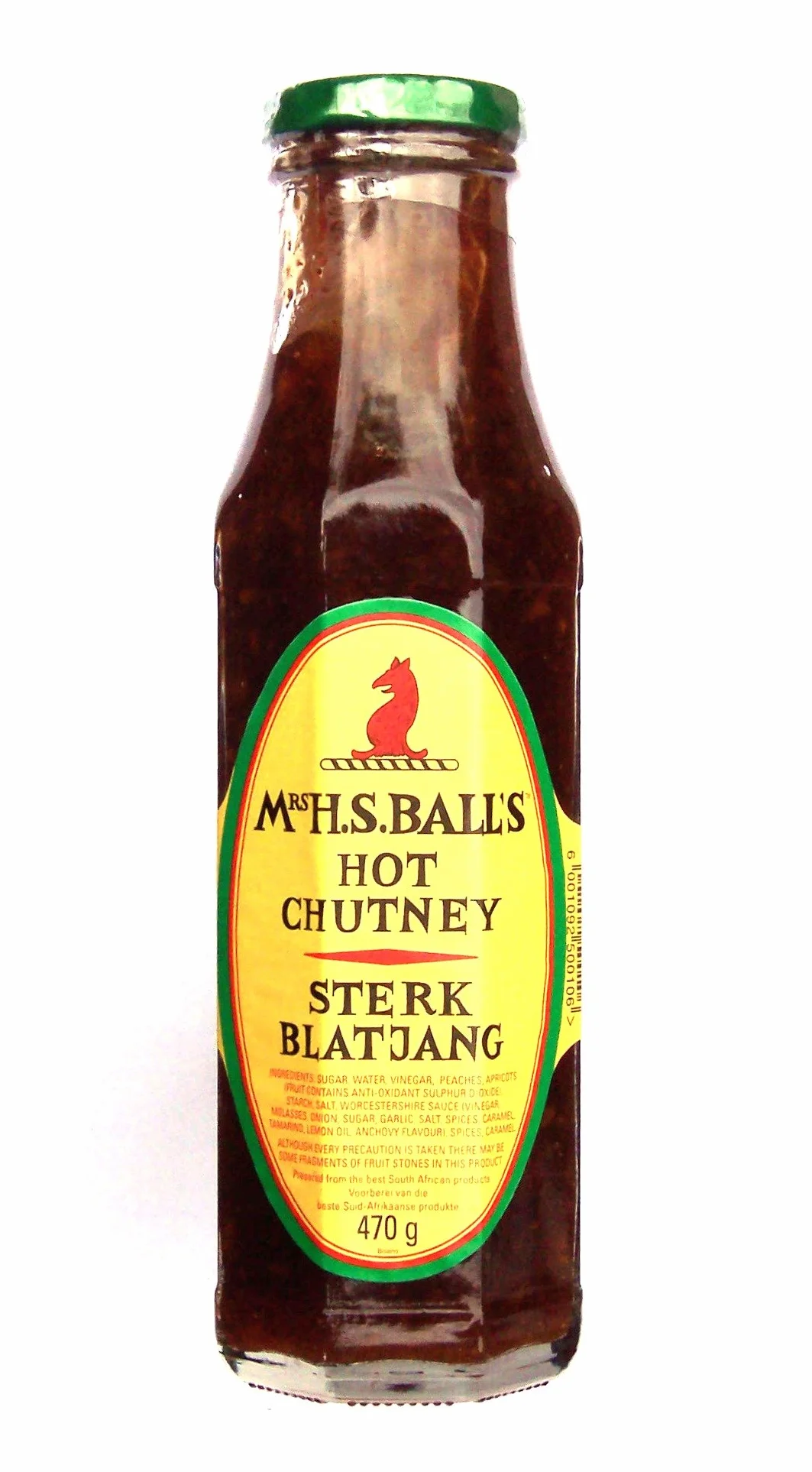 Mrs H.S. Balls Chutney 3 botellas 470 g original melocotón caliente