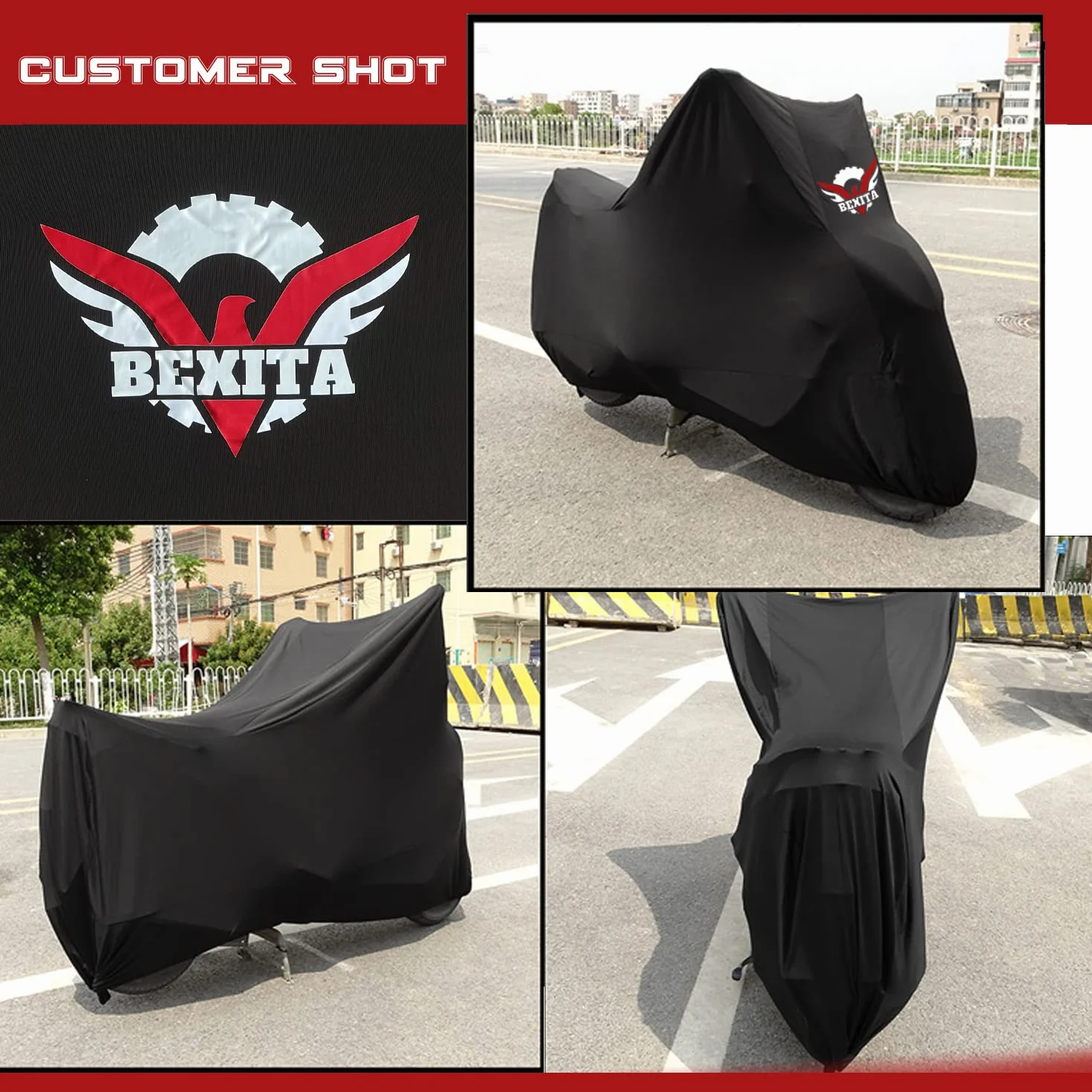 Funda Moto Interior Cubierta Motocicleta Elastica Stretch Suave para Motocicleta Ciclomotor Motocross Scooter Vespa, XXL: Longitud del Vehículo (200 a 221cm)