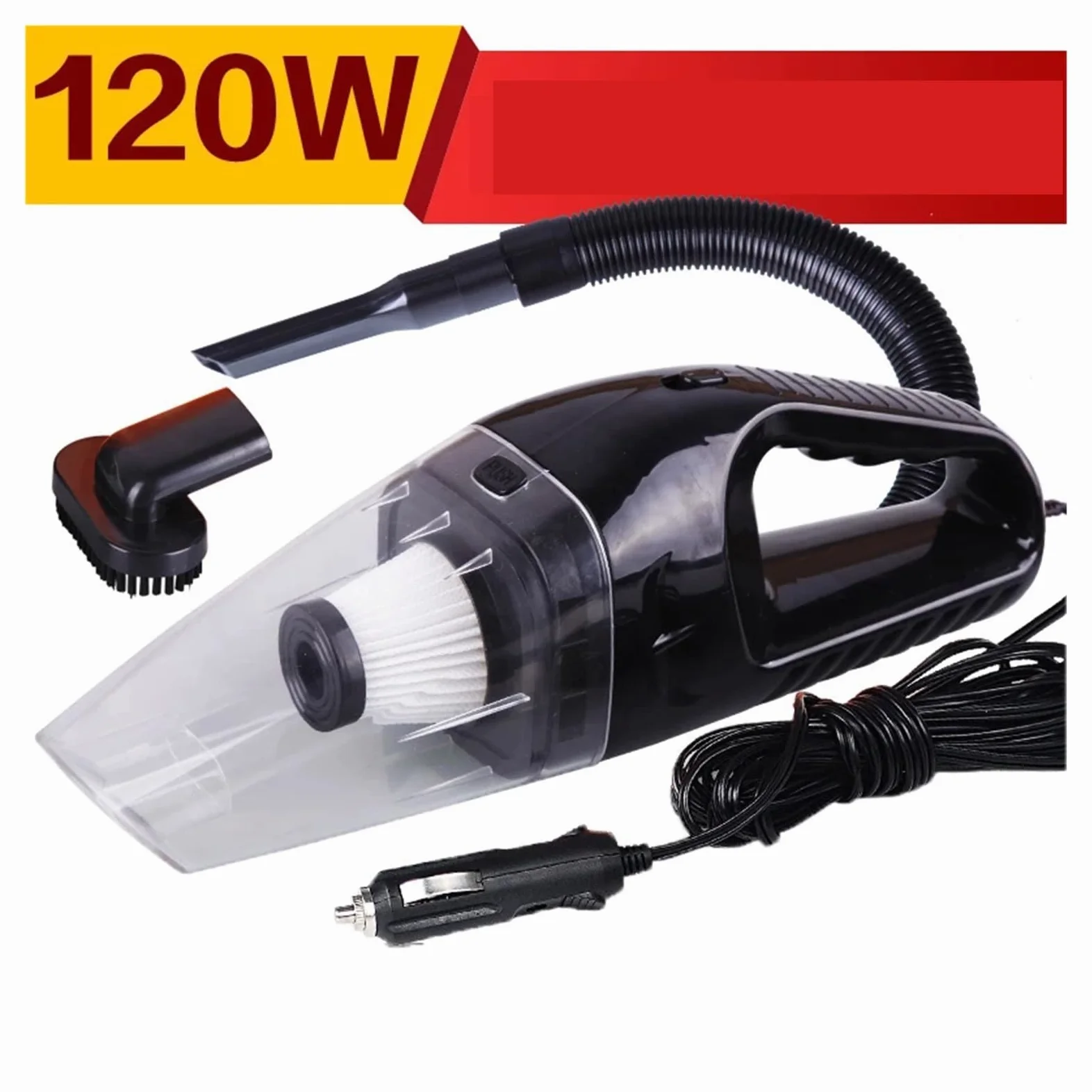 Aspiradora portátil mini de mano for coche, 12 V, 120 W, doble uso, for uso húmedo y seco, con súper succión y filtro HEPA desmontable. Eficiencia(Oranje)