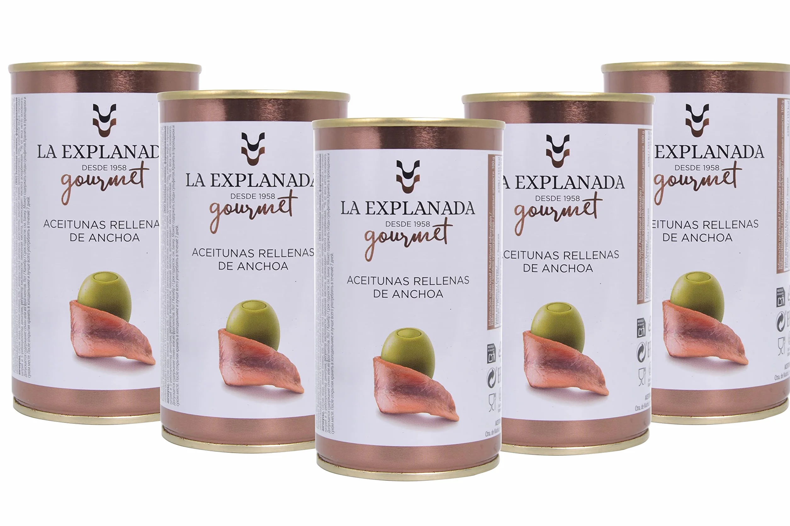 Aceitunas rellenas de anchoa La Explanada Gourmet 350 g pack 15 unidades