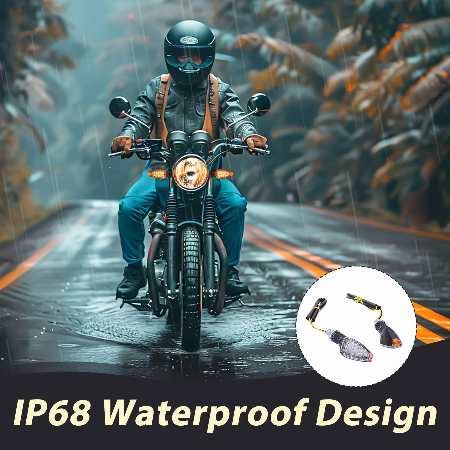 4 Piezas Intermitentes LED Moto 12V, Luces Direccionales Señal Giro Moto con 14 LED Súper Brillantes, Indicadores de Giro Ámbar para Scooter Quad Cruiser Off Road con Rosca de 10 mm