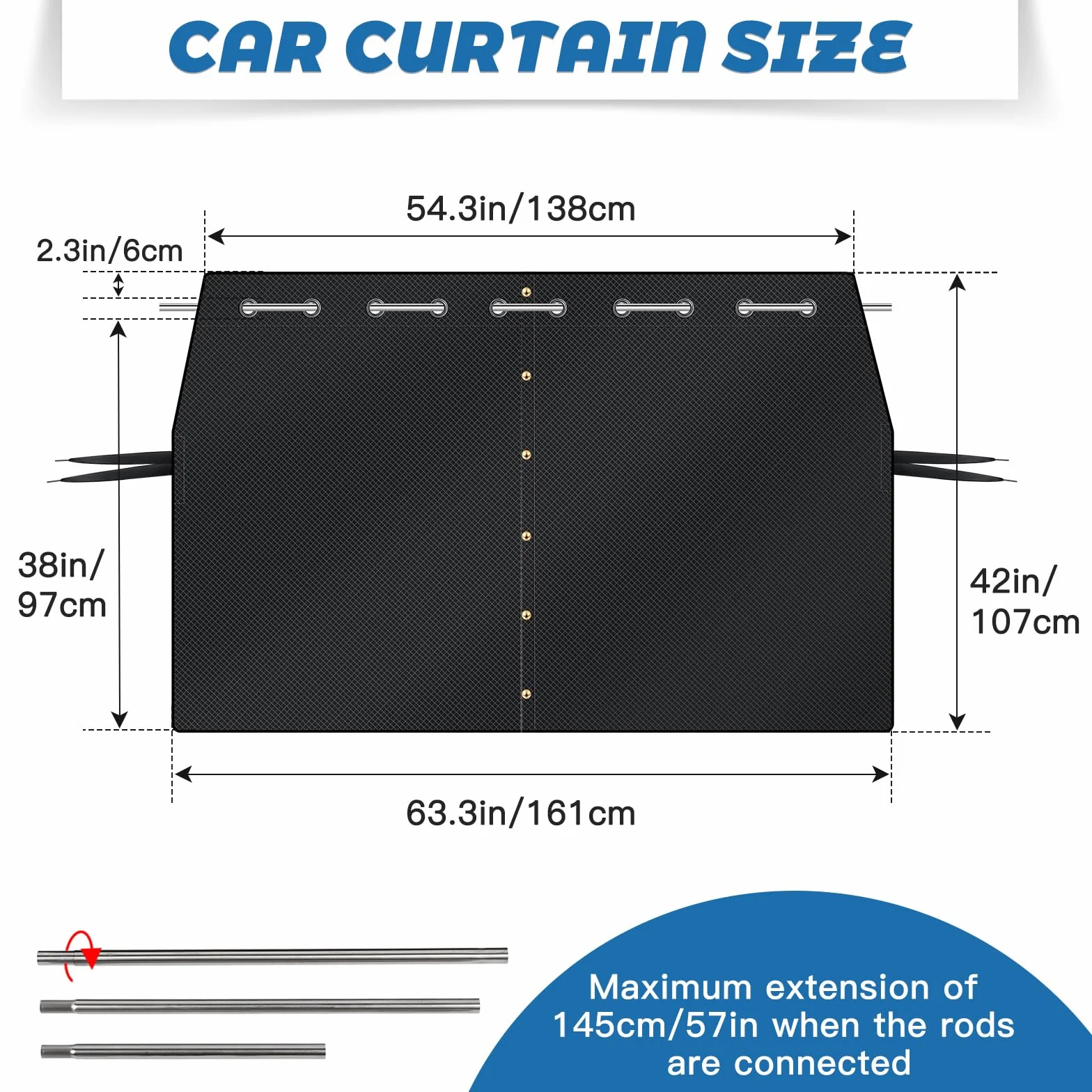 ZATOOTO Cortinas Divisorias de Privacidad Coche,Furgoneta Camper，Cortinillas Parasoles Ventanas Coche Caravanas Pare niños de Tejido Oxford para Viajar Acampar Dormir 161x107 cm (Tamaño Mediano)
