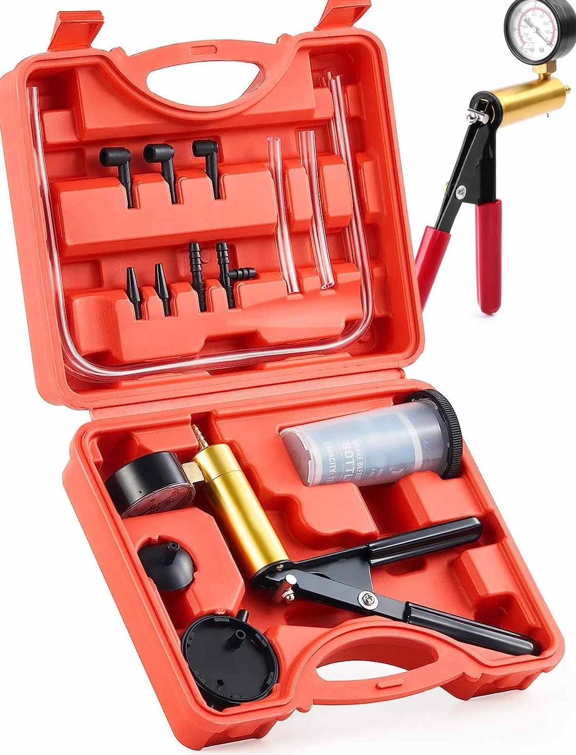 Bomba para liquido de frenos. Vacuometro, sangrador de frenos y comprobador de vacio PURGADOR DE FRENOS por bomba de vacio manual