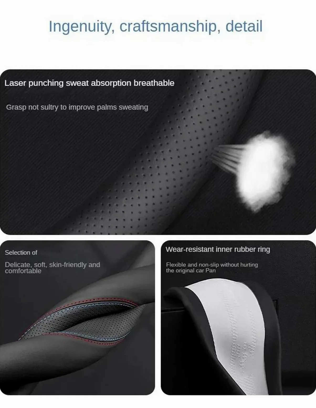 Funda para Volante Coche para Mazda EZ6 2024 Interior De Cuero Transpirable Color Accesorios(Type B)