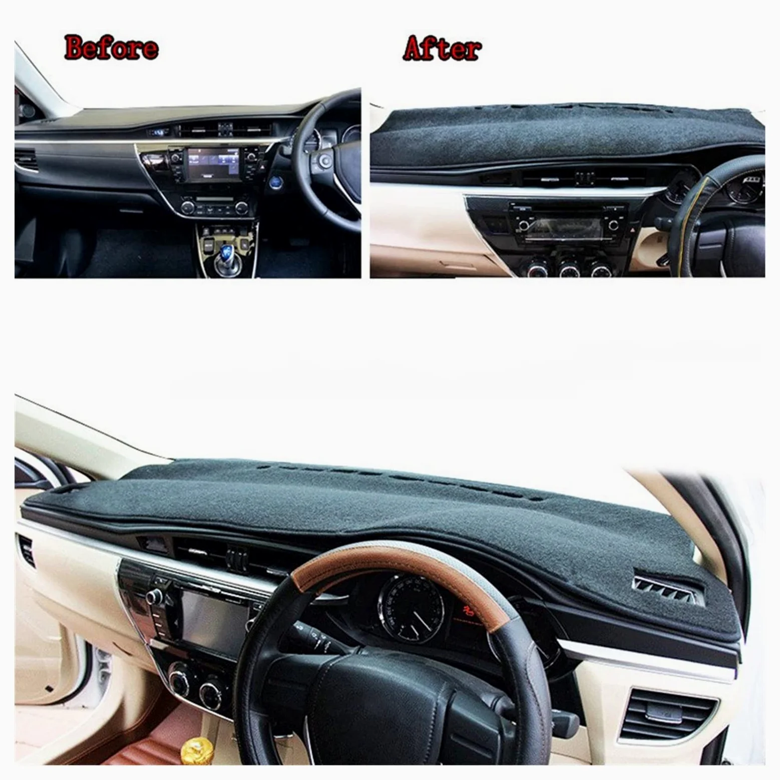 Cubierta Salpicadero Para Toyota Para Corolla Para Auris Para ZRE182 2014-2018 Alfombrilla Protectora Para Salpicadero Alfombrilla Protectora Para Visera Alfombrilla salpicadero ( Talla : RHD Black )