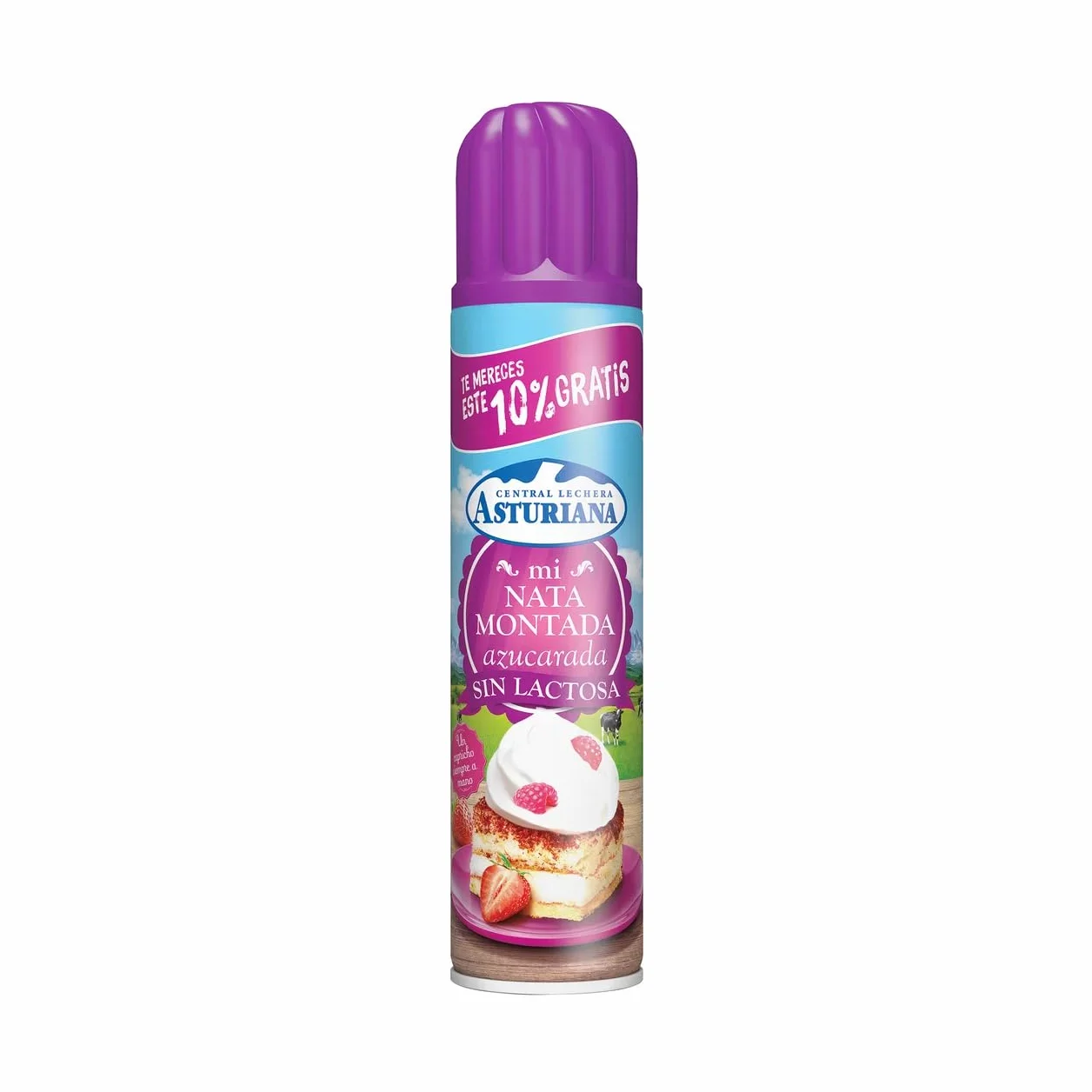 Nata Montada en Spray Central Lechera Asturiana 250g Tradicional Sin Lactosa Ligera - 3 Botes