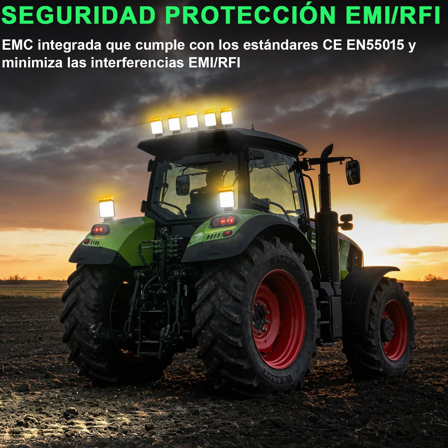 2x Faros de Trabajo LED con Luz de Advertencia (10 Modos), 18W 12V 24V Foco Adicional para Tractor, Camión y Excavadora, IP68 Impermeable y Resistente al Barro, 2 en 1 Luz de Marcha Atrás