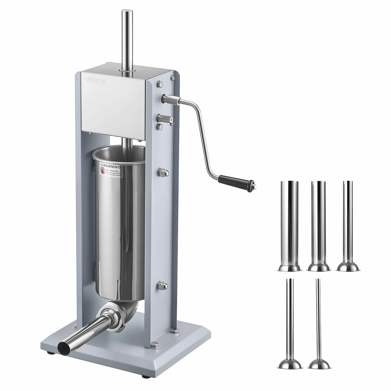 VEVOR Embutidora Manual de Salchichas 5 L, Embutidora Vertical de Mesa de Acero Inoxidable con 5 Tubos de Relleno