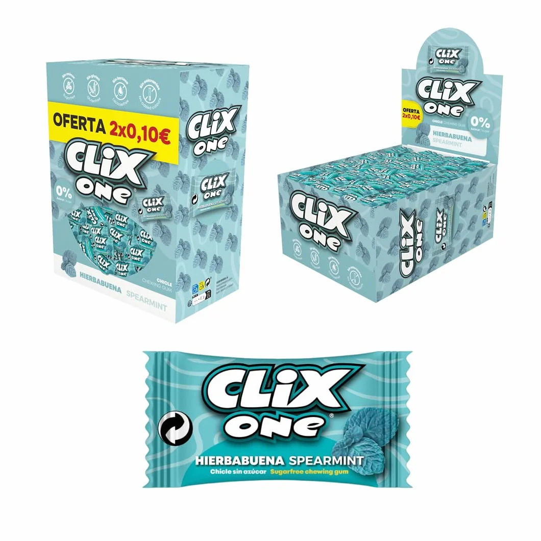 Chicle sin azúcar iChuches Clix 150 Hierbabuena sin gluten sin lactosa