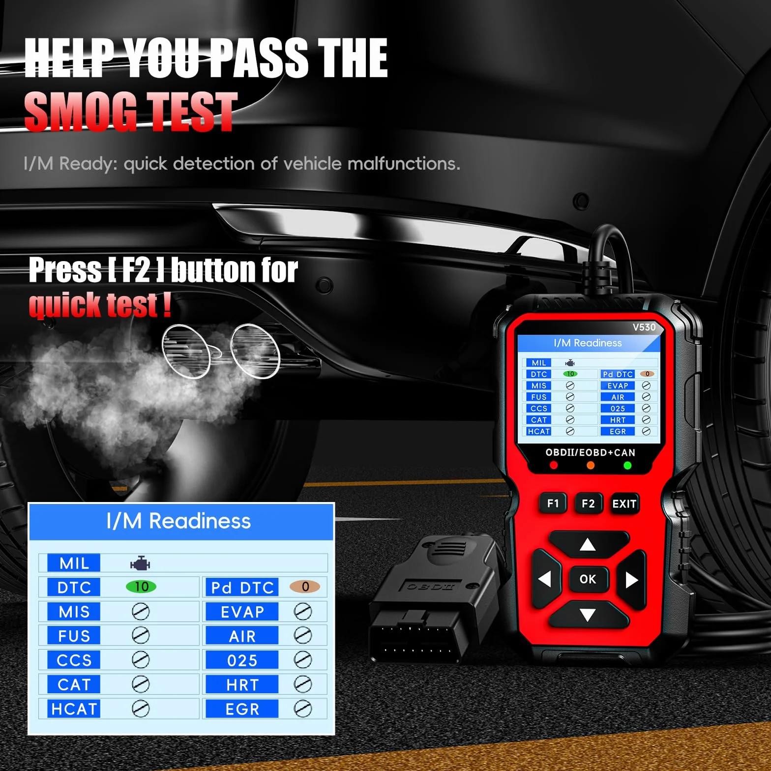OBD2 Diagnosis Coche Multimarca,OBD Scanner,Maquina de Diagnosis para Coche Apoya Español,Lector de Código para Coche,Compatible BMW Mercedes Audi Vehículos OBDII (Rojo)
