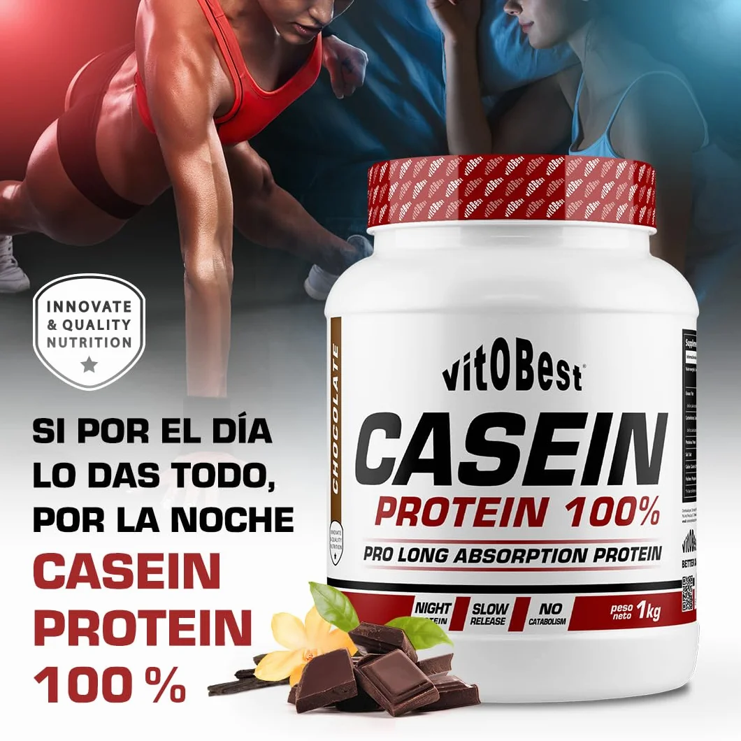VITOBEST Casein Protein 100% Proteínas Suplemento Chocolate 1 kg