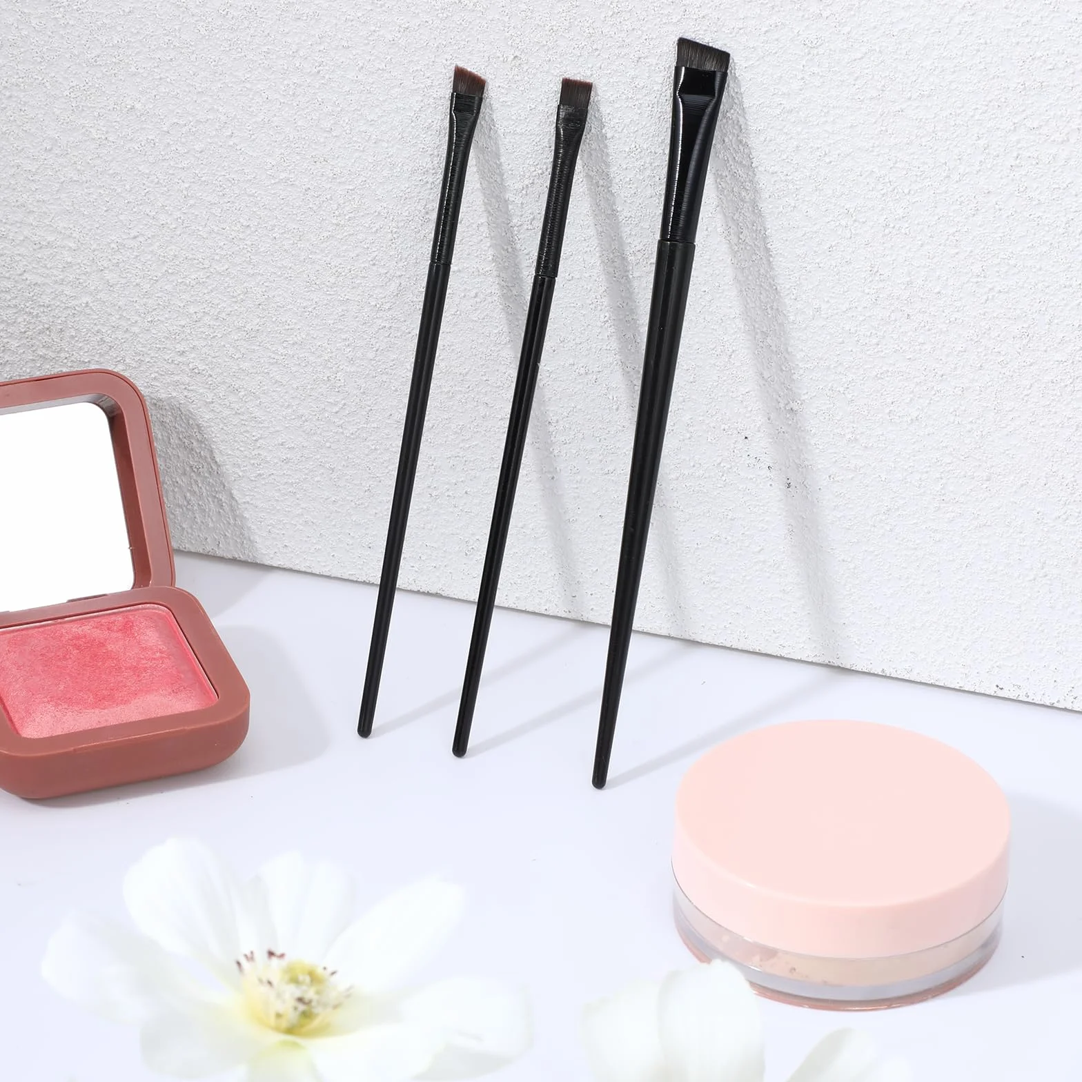 Pinceles delineador de ojos y cejas, cepillo ángulo fino, set 3 brochas maquillaje mujer