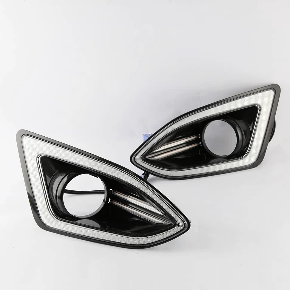 Luces diurnas LED DRL para Ford Edge 2015 2016 2017 2018, Parachoques delantero LED blanco DRL + intermitentes amarillos