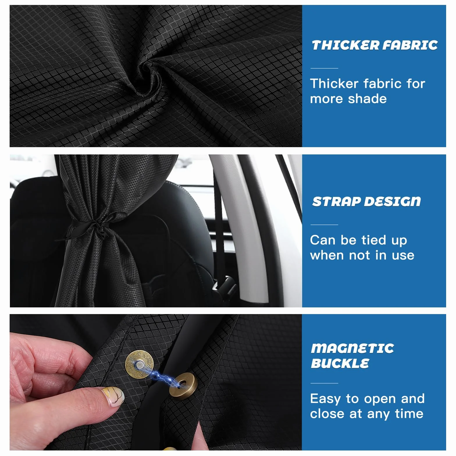 ZATOOTO Cortinas Divisorias de Privacidad Coche,Furgoneta Camper，Cortinillas Parasoles Ventanas Coche Caravanas Pare niños de Tejido Oxford para Viajar Acampar Dormir 161x107 cm (Tamaño Mediano)