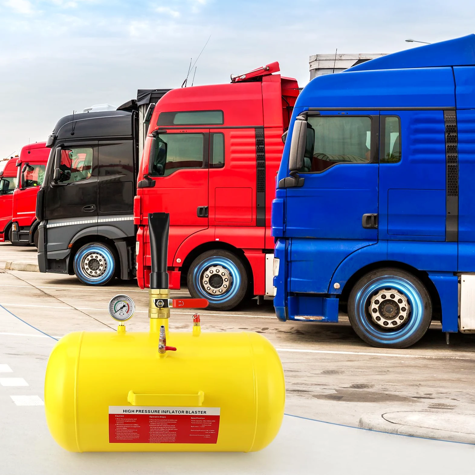 Garvee Inflador de Talones para Neumáticos 38 L Herramienta Montaje Neumáticos sin Cámara Depósito Aire para Asentar Talón de Neumático Inflador Bead Seater para Coche SUV Camión