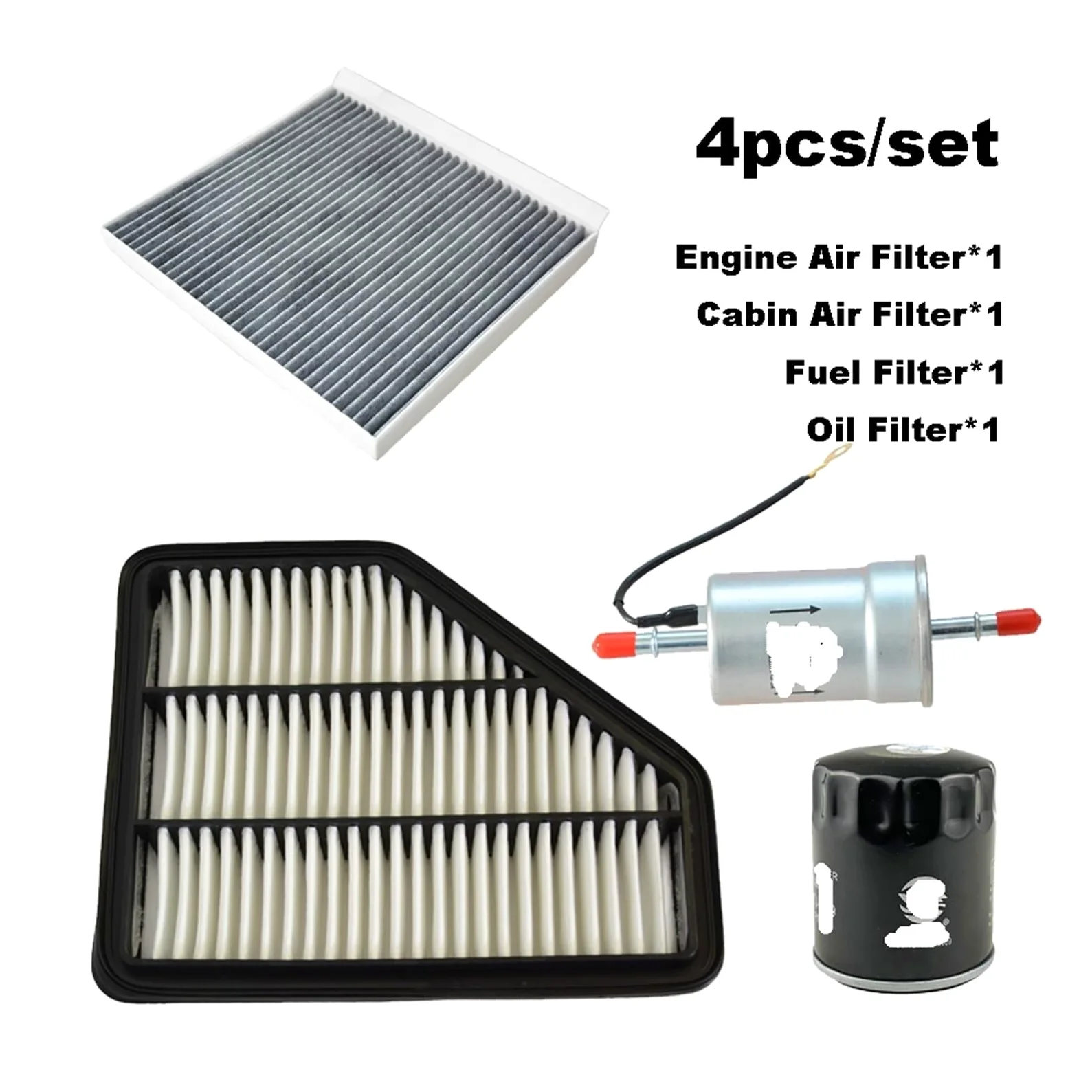 Filtro para Automóviles Juego de 4 filtros para Changan CS75 1.8T 2013-2020/2.0L 2014-2017, Filtro de Aire Fresco para Cabina de Motor, Combustible, gasóleo. Filtros de Aceite para Automóviles