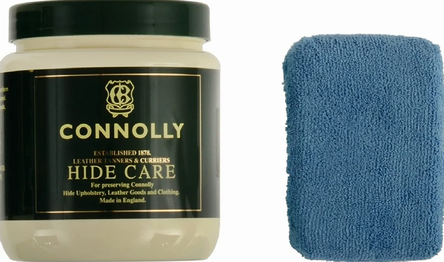 Connolly Hide Food Care - Acondicionador y restaurador de Cuero con Esponja aplicadora de Microfibra