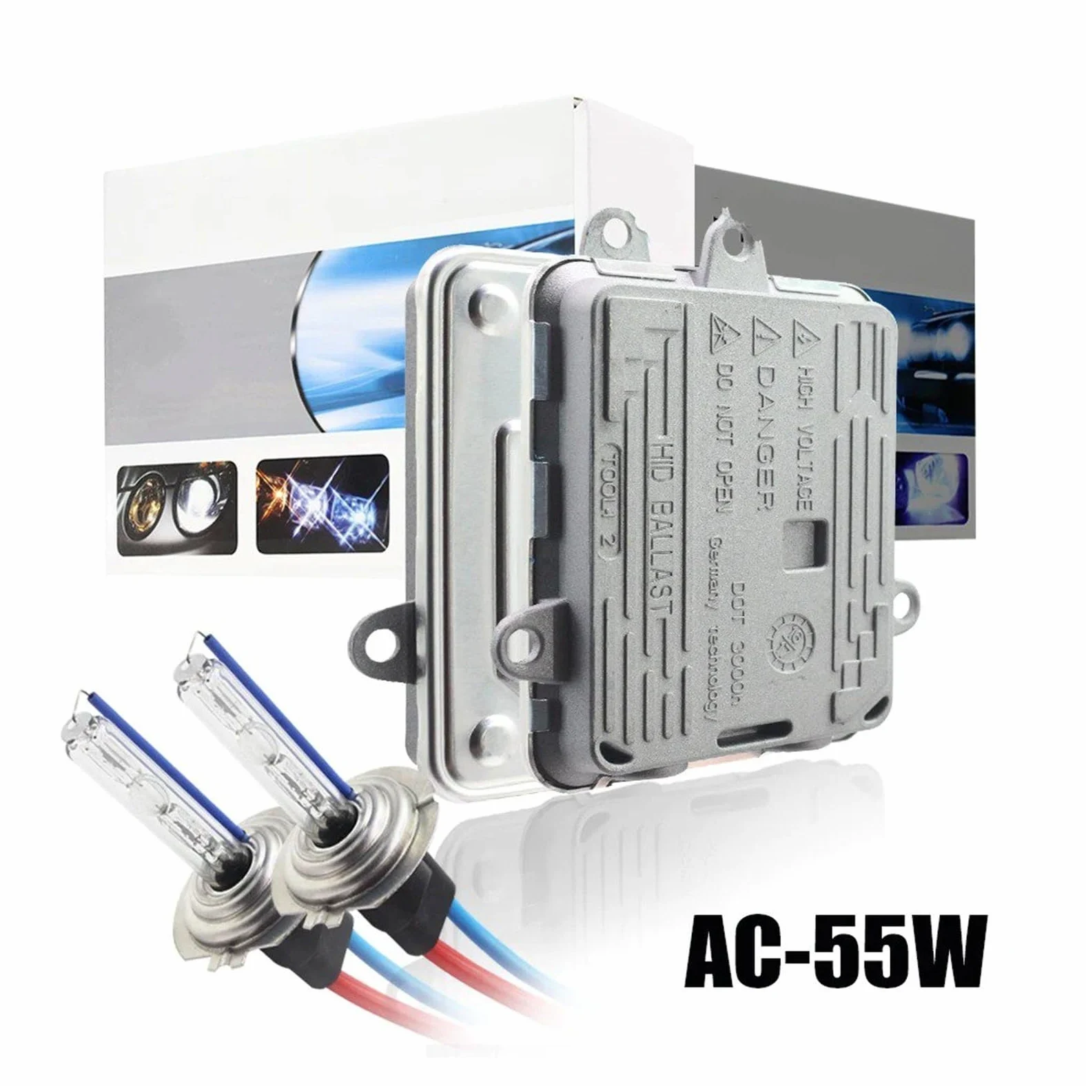 Kit Luz Xenón HID Balastro CA + Bombilla 55W 3000K-8000K para Faro Antiniebla H1 H3 H7 H8 H11 9005 HB3 9006 HB4 881 880 9012 Balasto De Xenón(6000K White,9012(HIR2))