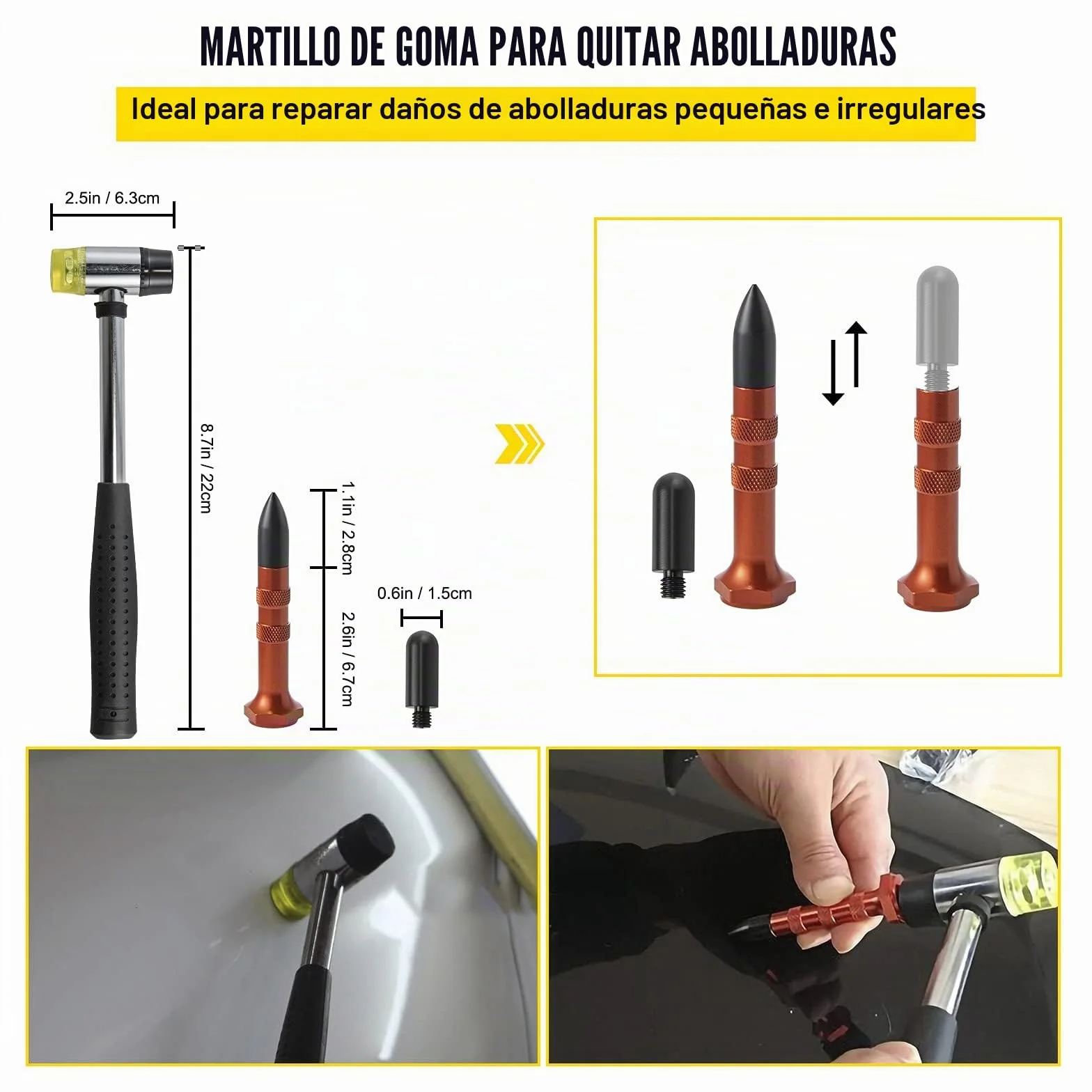 VEVOR Kit de eliminación de abolladuras sin Pintura 20 PCS Kit de Varilla de eliminación de abolladuras de carrocería de Acero Inoxidable con Bolsa para Mantenimiento de Taller de abolladuras Menores