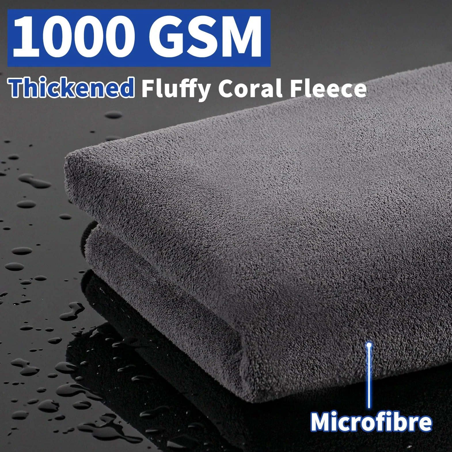 Paño de microfibra para coche, juego de 2, paño de limpieza, secado para el cuidado del coche, tejido de microfibra