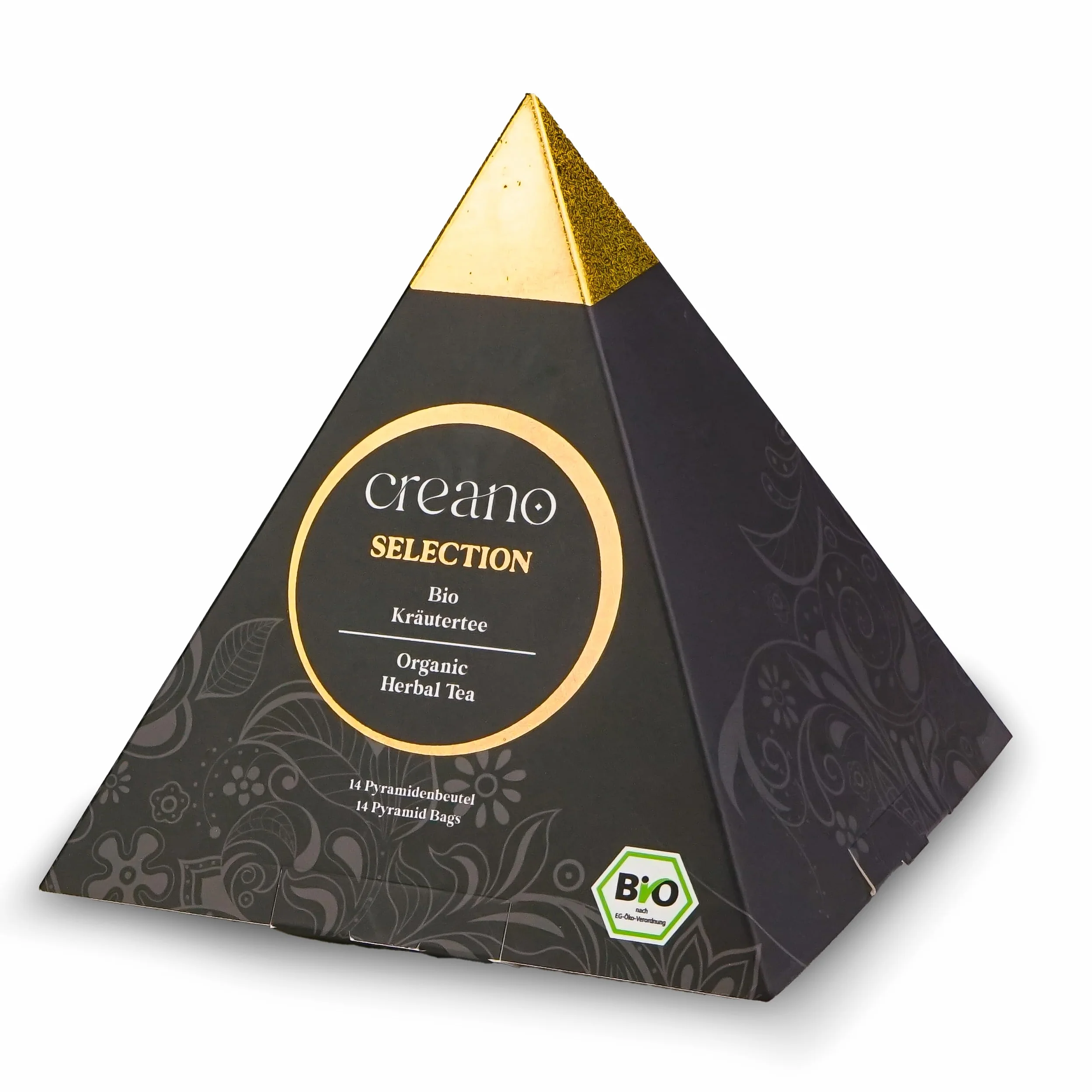 Creano Set de Regalo Té Bio Infusión Hierbas 24 Bolsitas Piramidales 9 Variedades Sin Cafeína