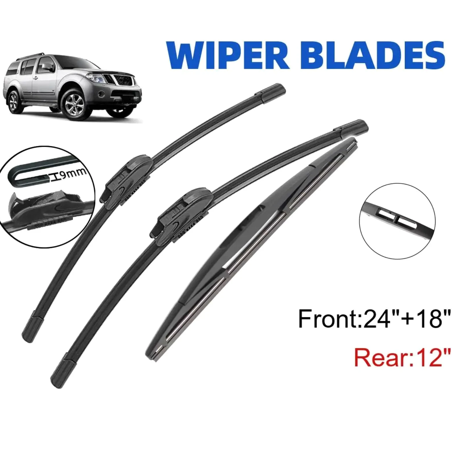 Juego Escobillas Limpiaparabrisas Compatible Con Nissan Para Pathfinder R51 2005-2012 Piezas Recambio Ventana Trasera Delantera Limpiaparabrisas coche