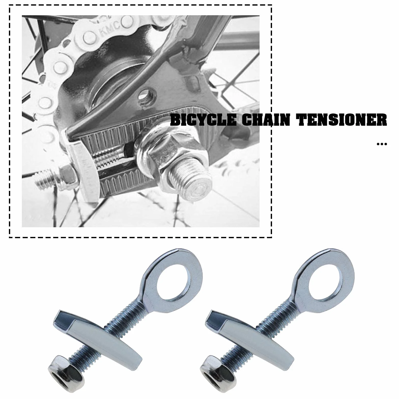 4 Piezas Ajustador Tensor de Cadena de de 10mm con Tuercas Antisuelto de Acero Plateado para Mini Moto Bicicletas de Carrera Motos de Cross Quads