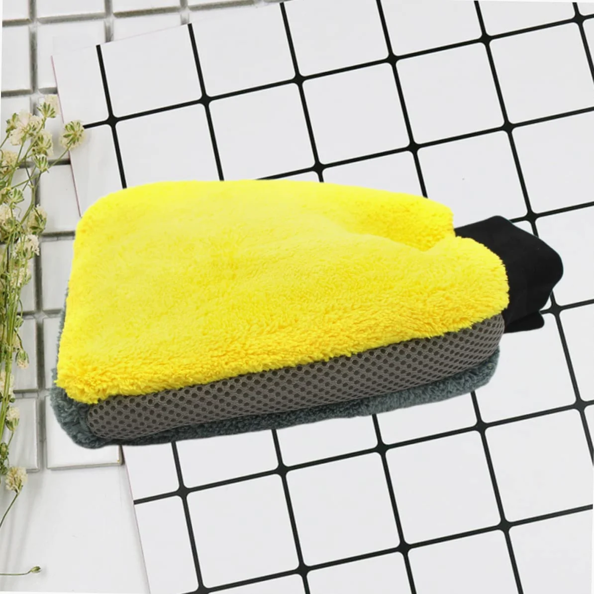GLEAVI 2piezas Guantes De Lavado De Autos Impermeables De Microfibra Doble Cara Diseño Práctico para Limpieza De Vehículos y Superficies Delicadas Guantes De Lavado para Hogar y