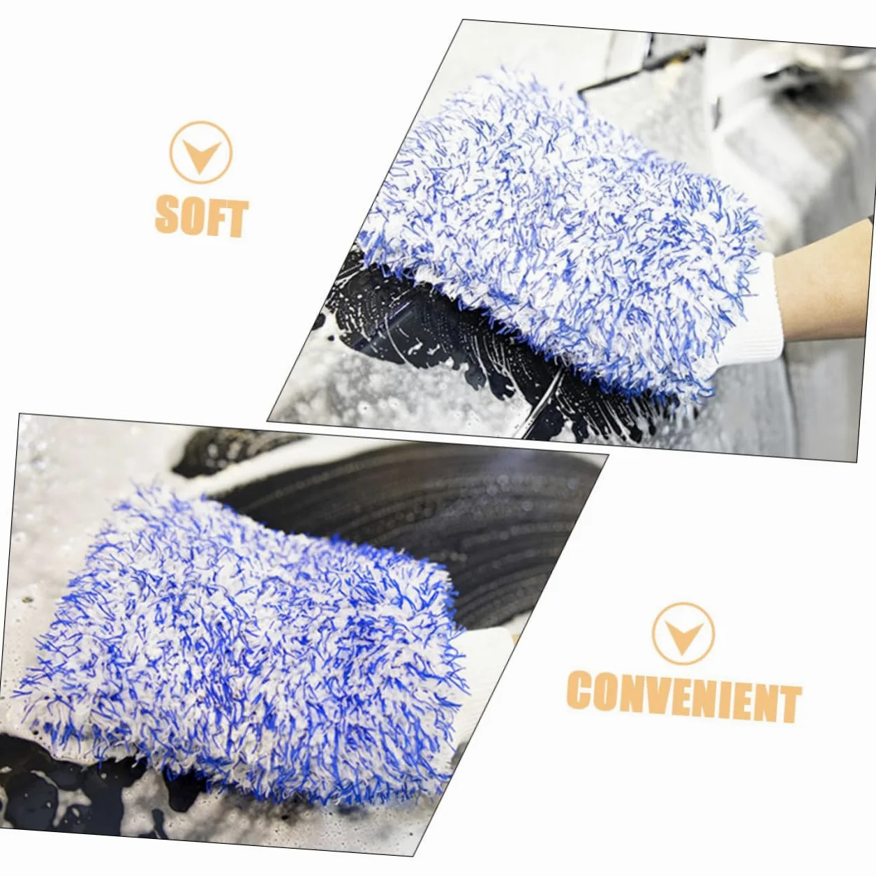 MAGICLULU 5 Piezas Guante de Lavado de Autos de Microfibra Doble Cara Herramienta de Limpieza Automotriz Guante y Absorbente para Cuidado del Vehículo para Limpieza de Ventanas y