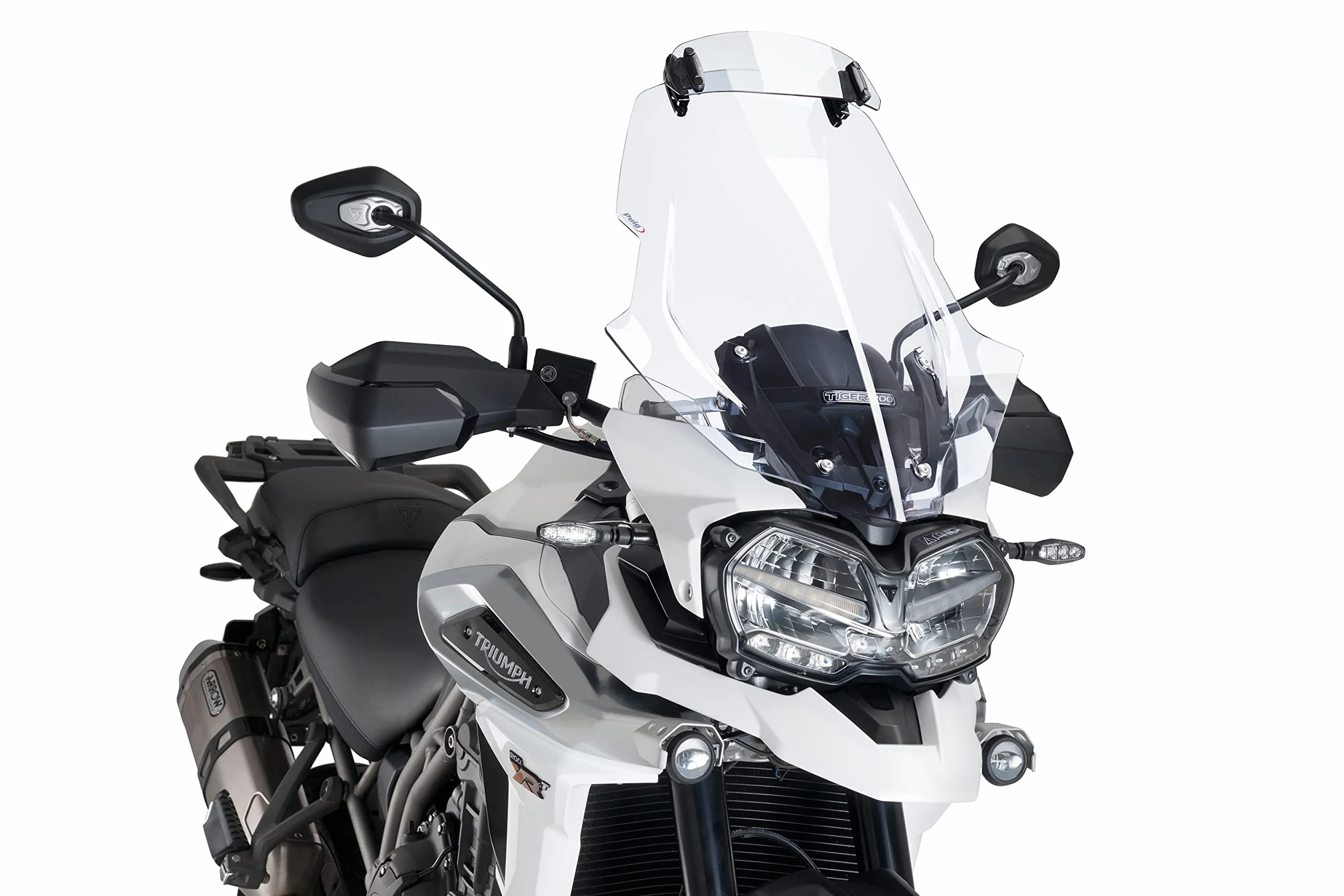 Puig 6320W Visera Multiregulable Clip-on para cúpula de Moto con Ajuste de posición y diseño Resistente Que Mejora la protección aerodinámica, Transparente
