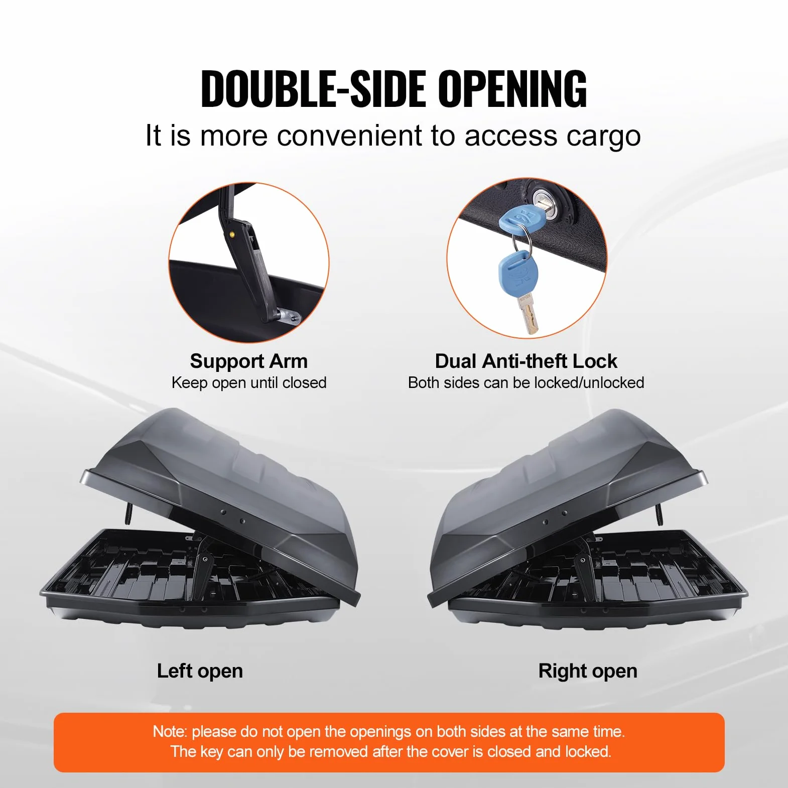 VEVOR Cofre de Techo 562 L Portaequipajes de Techo Rígido de ABS con Apertura de Doble Cara 2 Correas Reforzadas Aerodinámico Maletero Techo Coche para la Mayoría de Travesaños, Coche, SUV, Negro