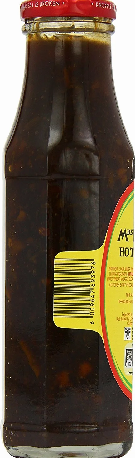 Mrs H.S. Balls Chutney 3 botellas 470 g original melocotón caliente