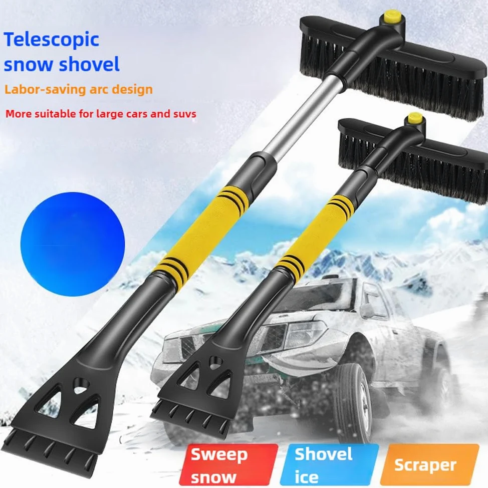 Rascador de hielo para coche con escoba, ajustable, extensible, para nieve, accesorios exteriores