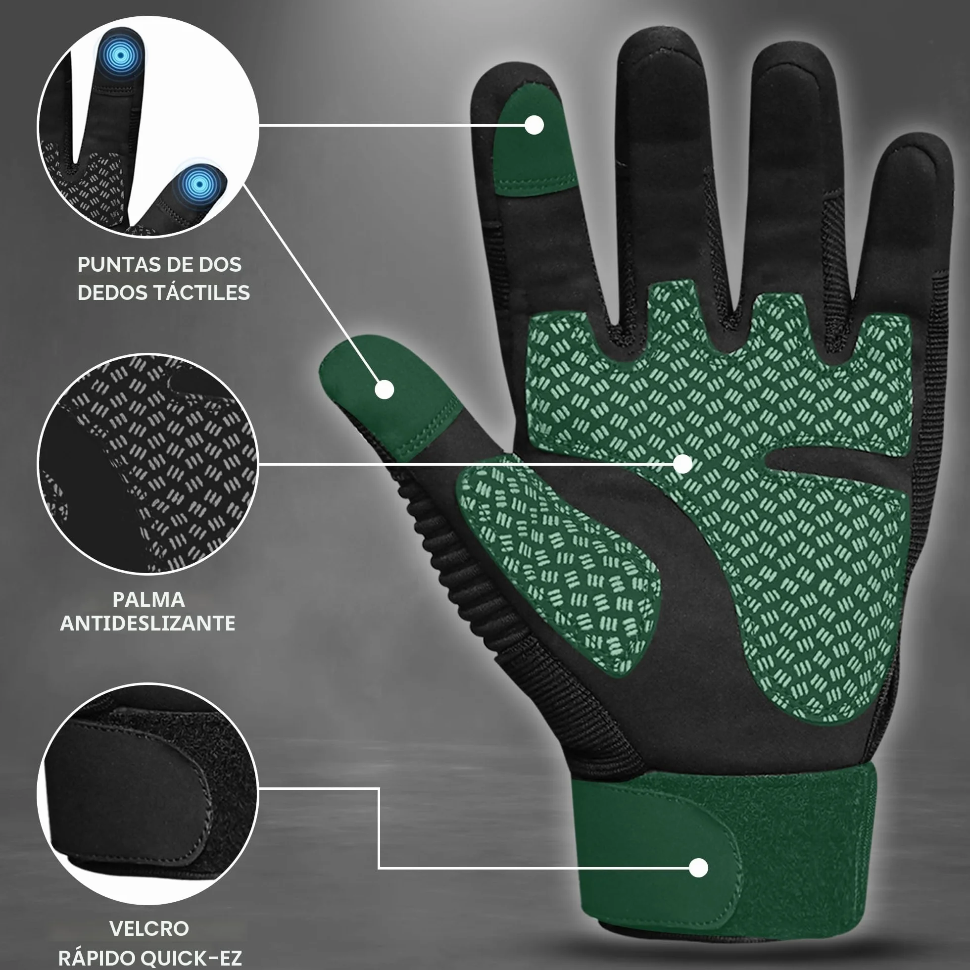 WESTWOOD FOX WFX Guantes de motocicleta táctiles dedo completo para hombres y mujeres