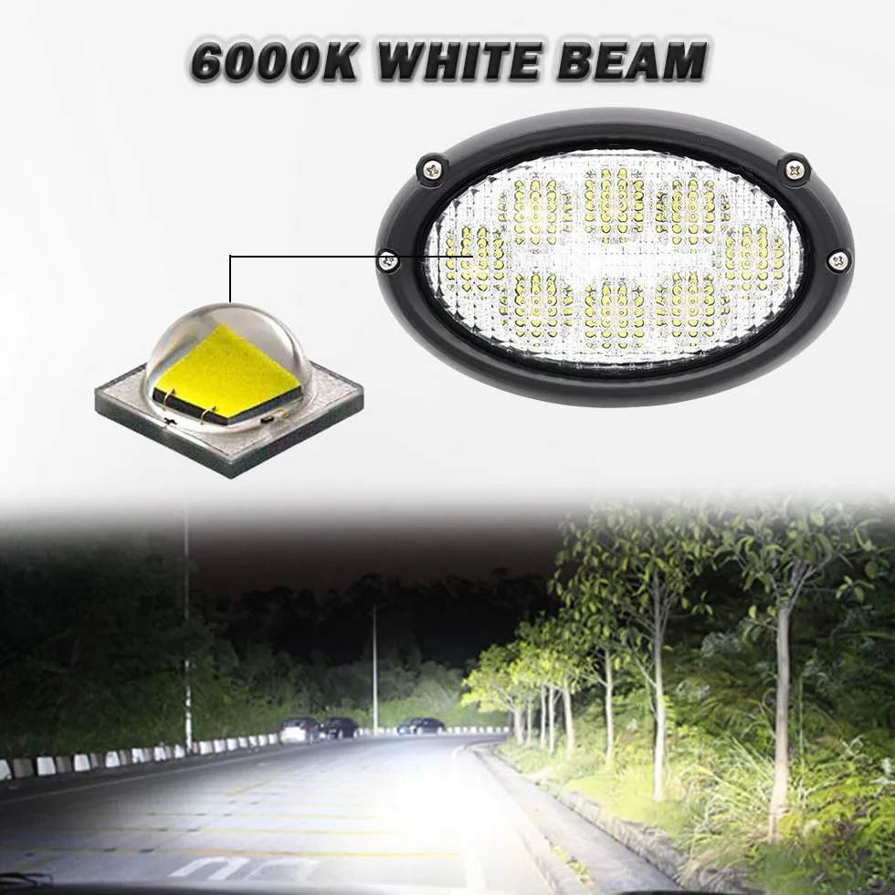 40 Vatios Faros Led Ovalados Tractor 12V 24V 3200lm Con Conector Compatible con Massey Ferguson Fendt Challenger