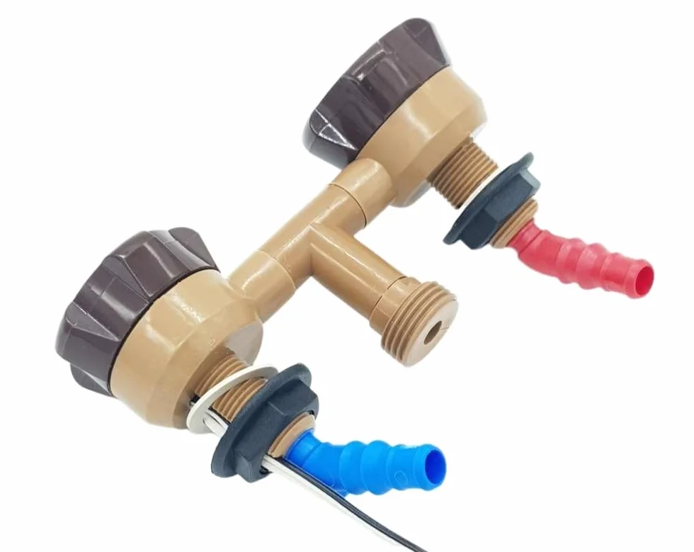 CR-MOESANCO® KIT Grifo NOVO Marrón Mezclador con Doble Entrada y 2 Abrazaderas con Salida a Roca Ducha 1/2 para Caravana, Autocaravana, Camper o Barco