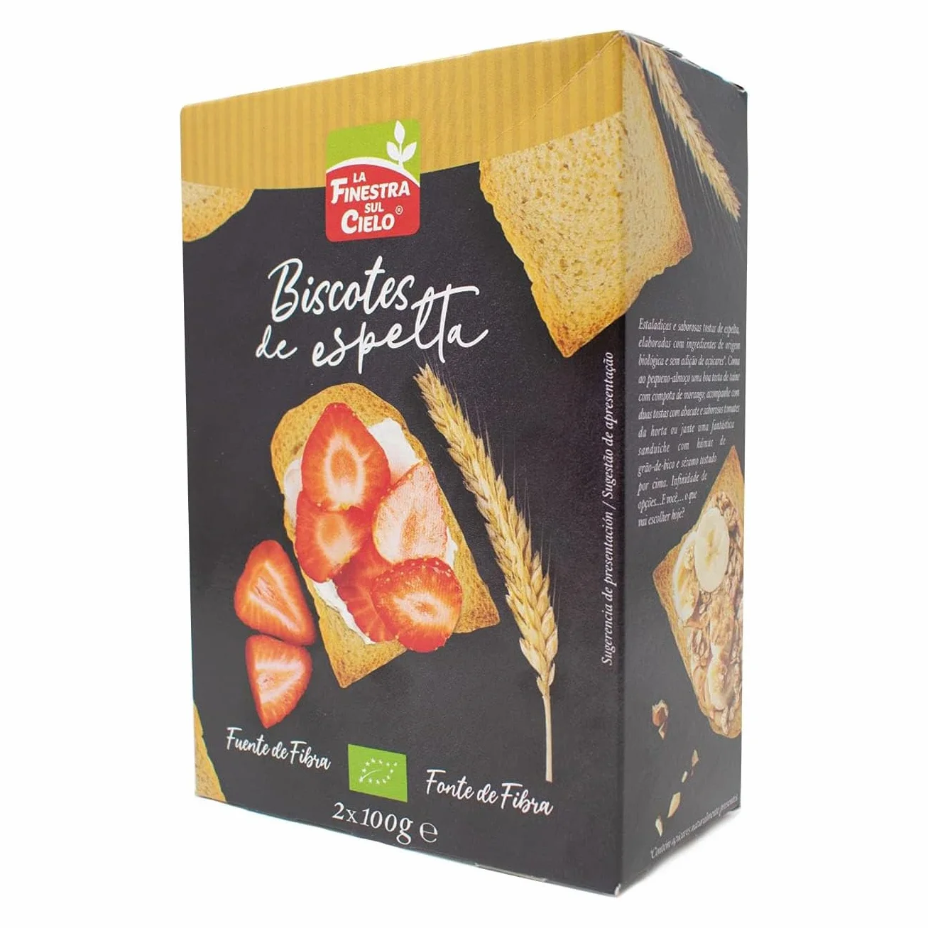 Biscotes de Espelta Bio La Finestra Sul Cielo 200 g 2 Paquetes Tostadas Ecológicas