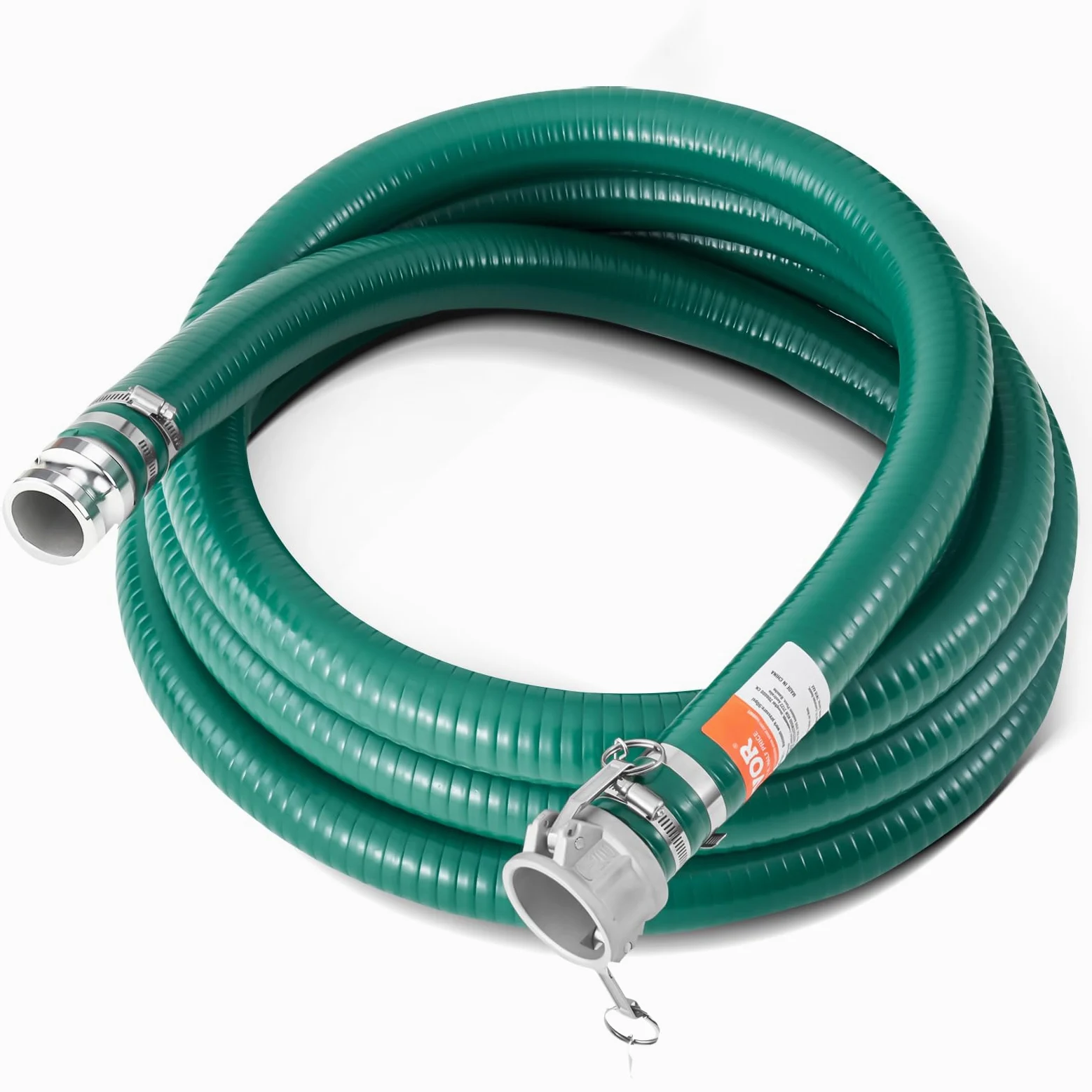 VEVOR Manguera de Succión de 50,8 mm x 6,1 m, Manguera con Conectores Bloqueos de Leva, Accesorios de Aluminio para Varias Bombas para Tratamiento de Aguas Residuales, Transporte de Agua, Verde