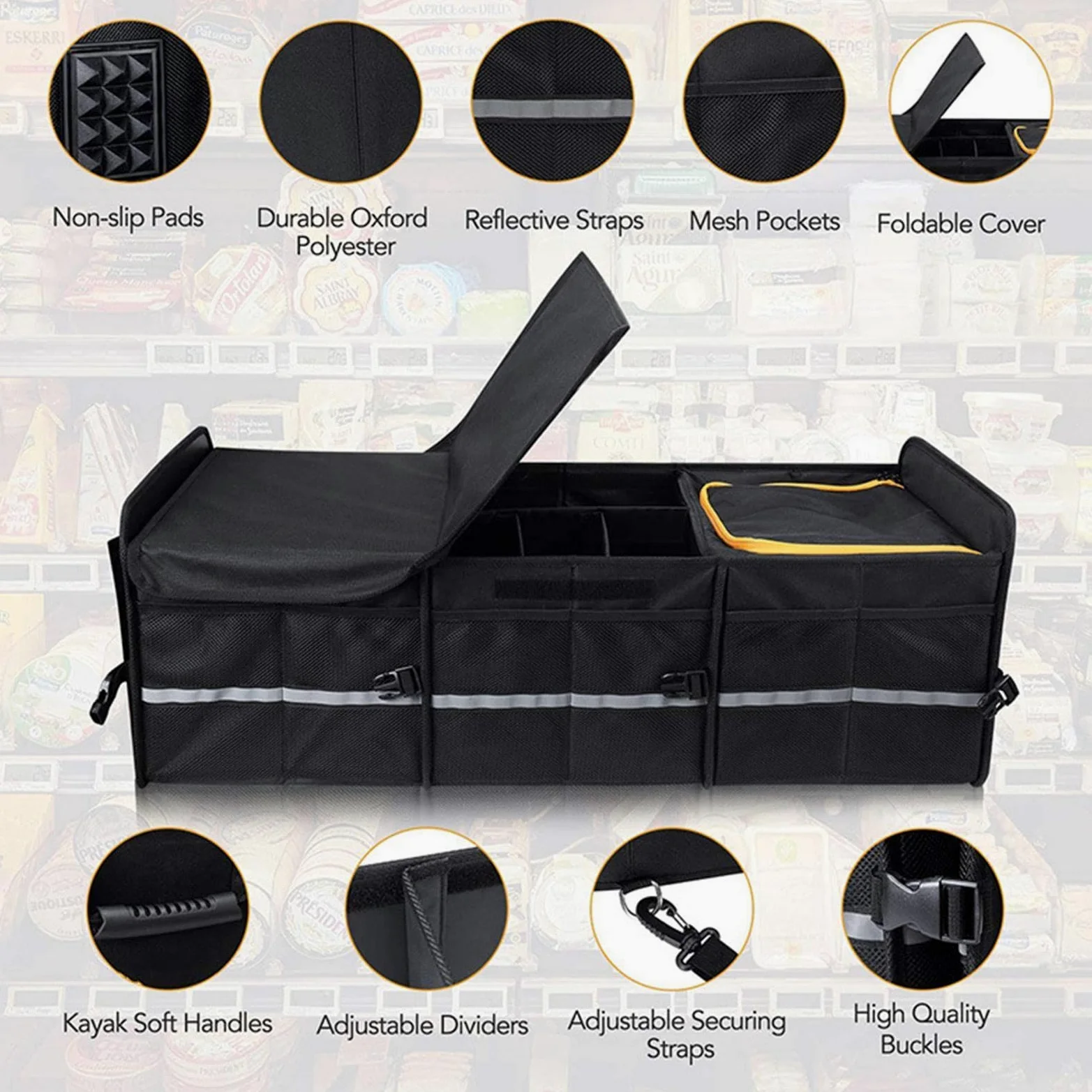 Organizador De Maletero Para Coche SUV Divisores Ajustables Impermeables | de Almacenamiento para Maletero Para Sedán, SUV, Camper, Camión, Camping y Viaje por