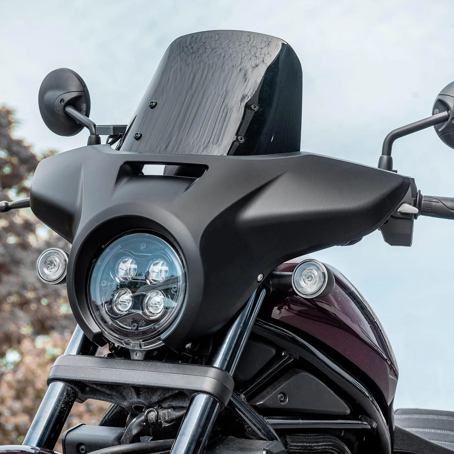 Máscara de carenado para Faros Delanteros de Motocicleta, Compatible con H-Onda Rebel CMX1100 CMX 1100 2021 2022 2023, Deflector de Viento (Humo con Negro Mate)