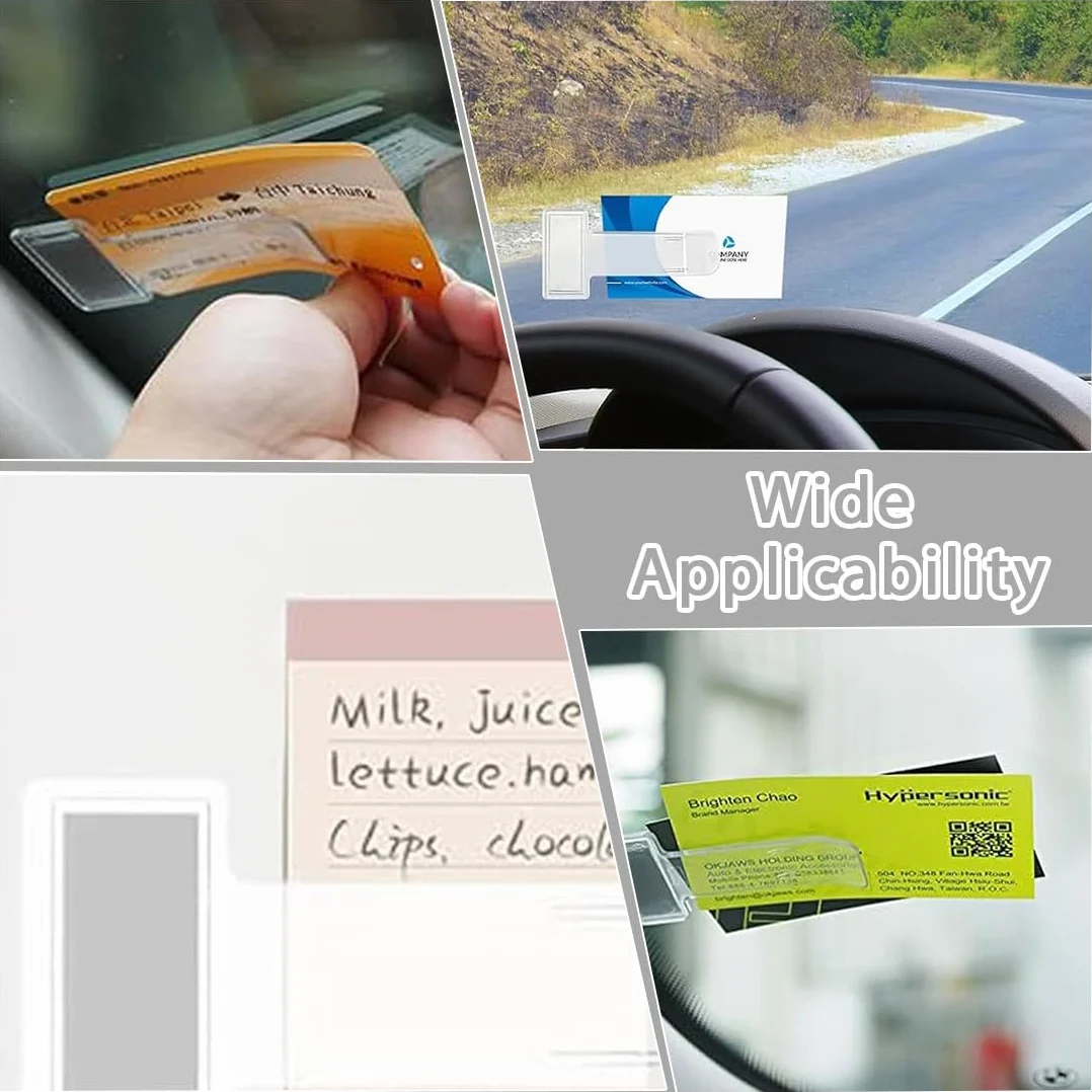 6 Soportes Transparentes Para Coche, Estacionamiento, Tarjetero Con Adhesivo Para Parabrisas, Clip Independiente Para Documentos, Soporte Para Boletos De Parabrisas De Coche (Transparente)