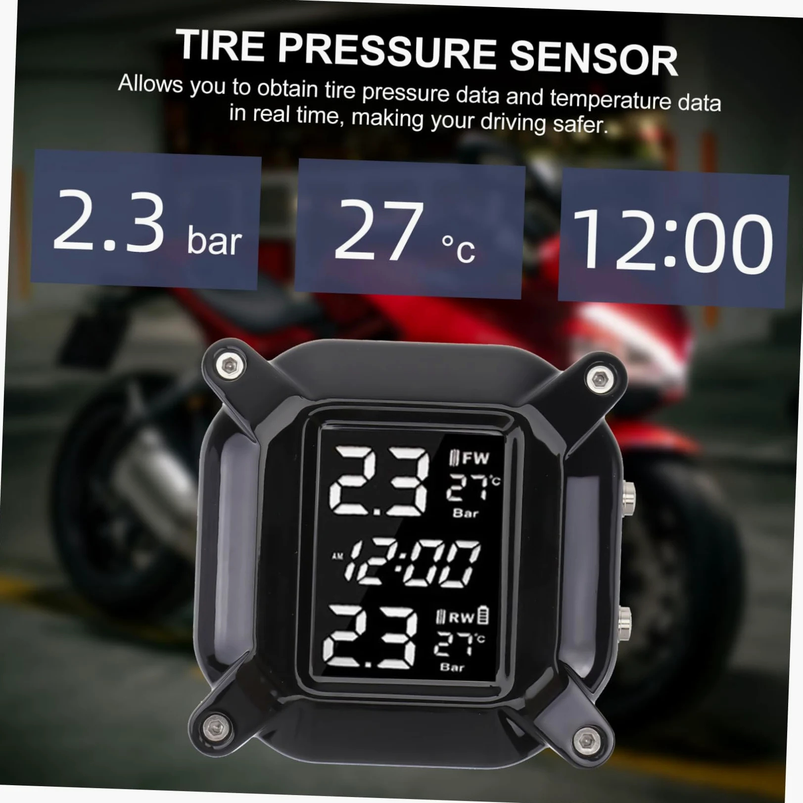 Monitor de Presión de Neumáticos Plástico Resistente para Motocicleta y Función de Monitoreo de Temperatura en Real Sensor de Alta Precisión
