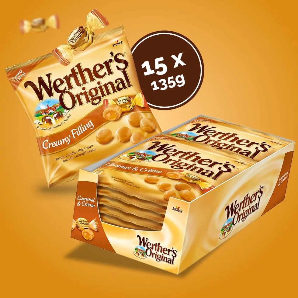 Werther's Original Caramelos Toffee Relleno de Caramelo Pack 15 x 135 g Sin Gluten Vegetarianos