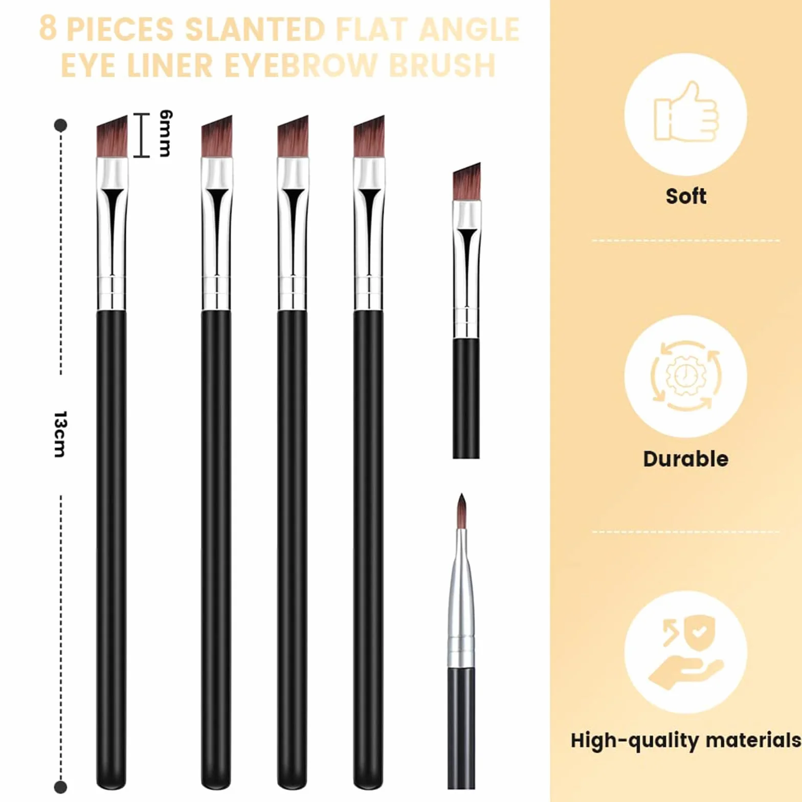 Juego de brochas para sombra de ojos, 8 PCS, brocha cosmética multifunción, brocha para delineador de ojos, brocha correctora, brochas para pestañas, brocha para polvo con ángulo biselado para cejas