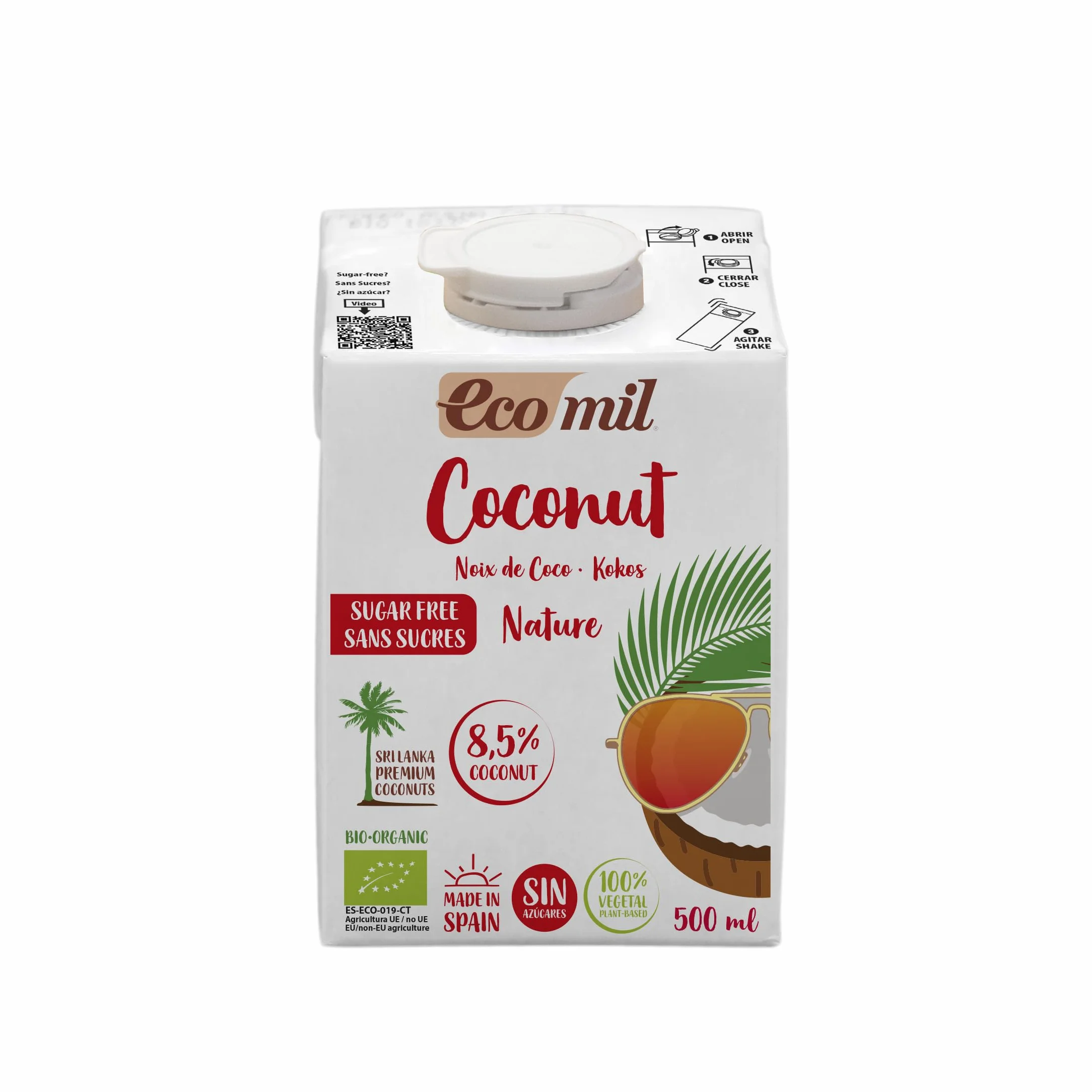 Ecomil Leche de coco Bio 500ml Sin lactosa sin gluten sin soja