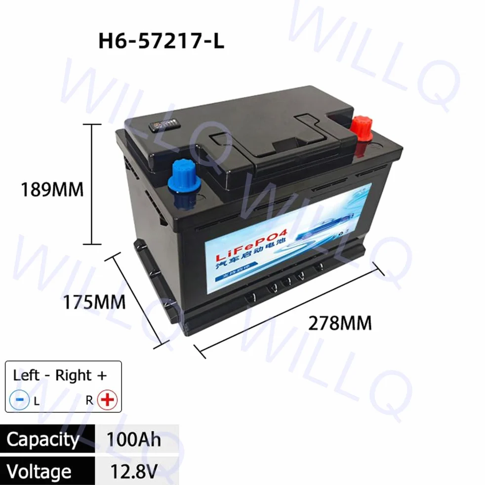 Batería Litio Recargable para automóvil Arranque y Parada 12V 50Ah 60Ah 70Ah 80Ah 90Ah 100Ah 110Ah batería LiFePO4 automotriz de Alto Rendimiento sin Mantenimiento