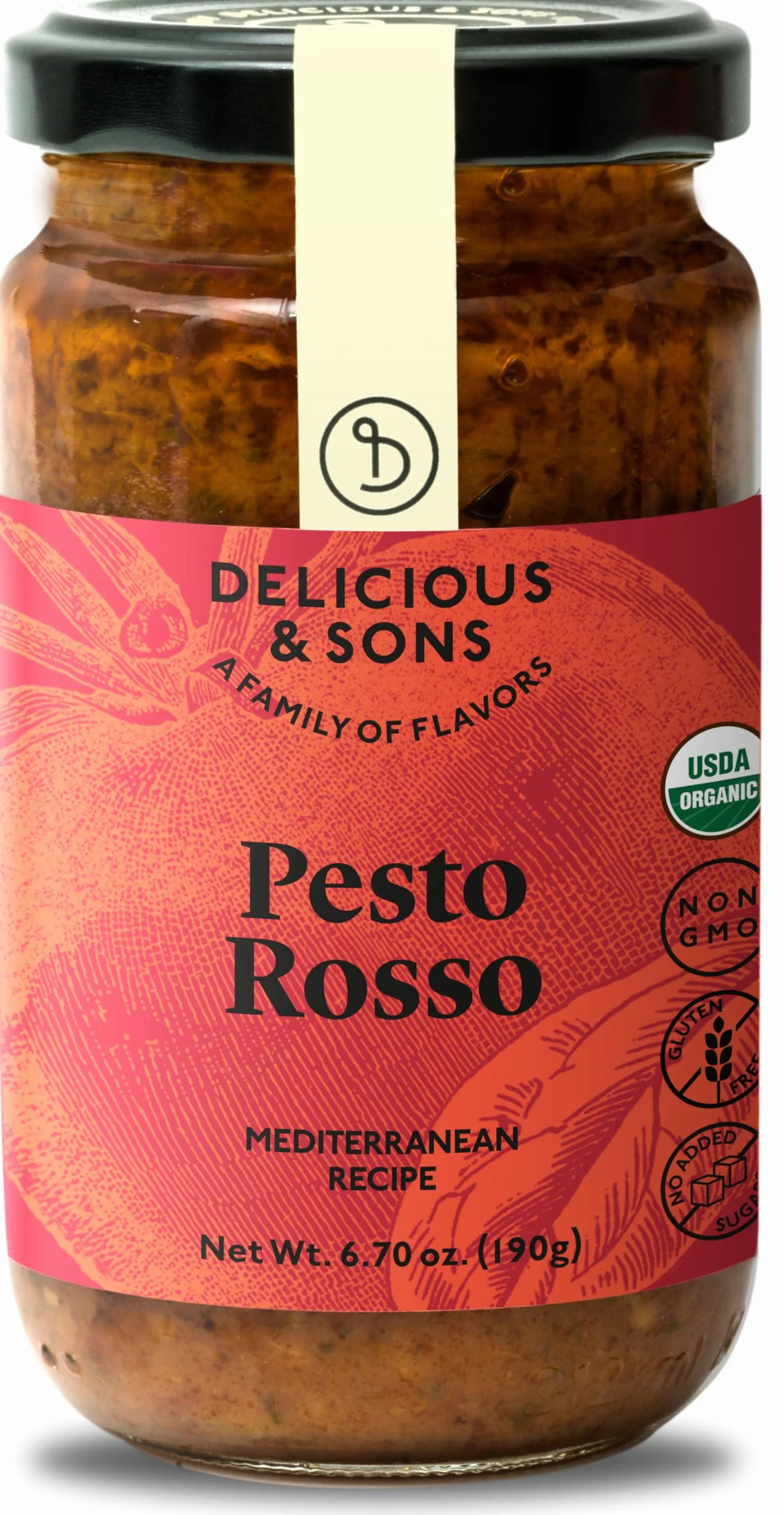 Delicious & Sons Salsa Pesto Rosso de Tomates Secos Ecológica 190g