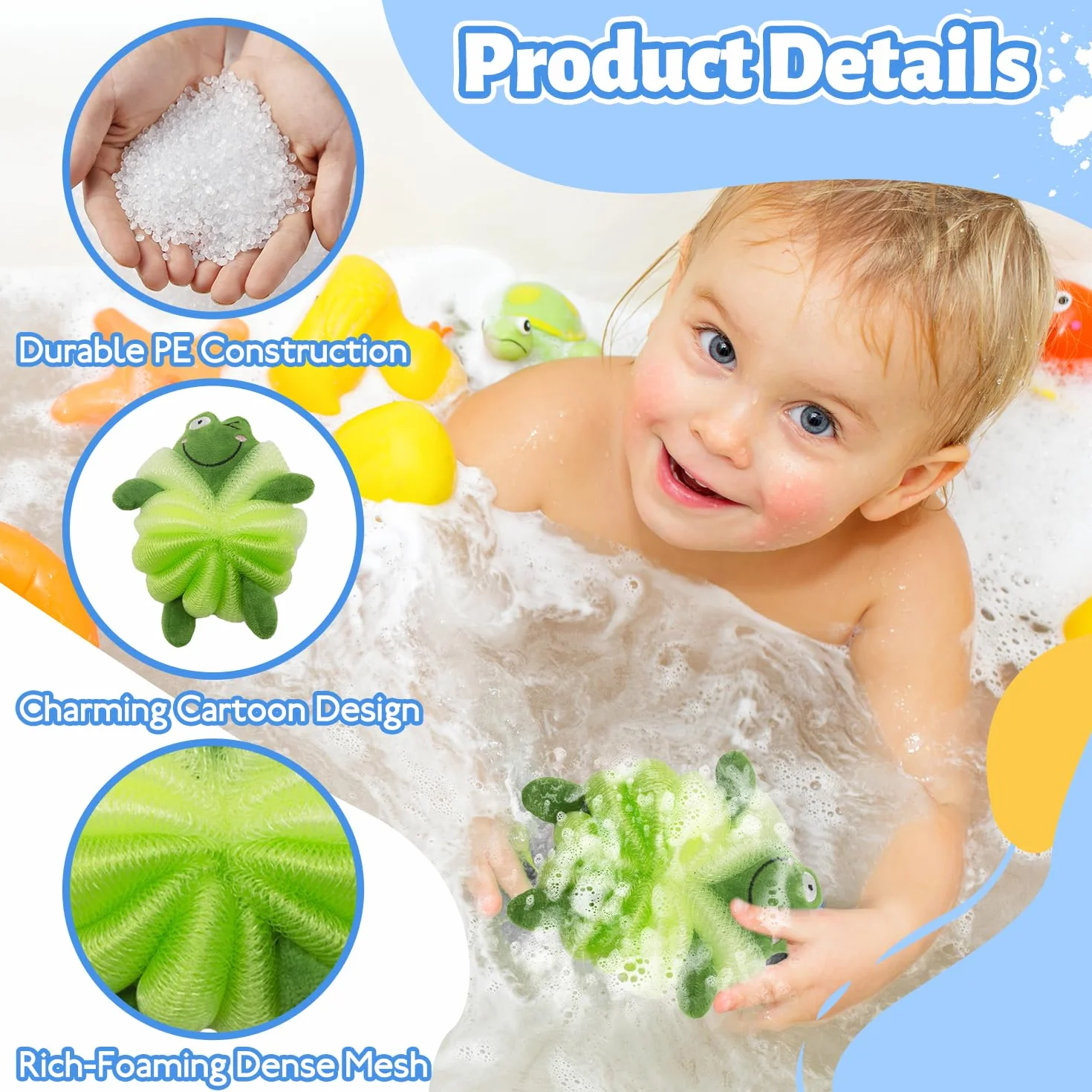 Esponjas de Baño Infantiles con Motivos Animales Tiburón y Rana