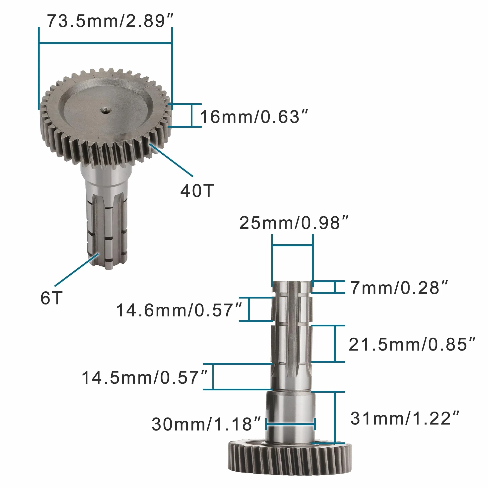 GOOFIT Engranaje de Transmisión del Motor 17T, Eje de Engranaje Intermedio Secundario de la Caja Externa Reemplazo para Gy6 ATV 200 200cc AU200 LX200M CVT LC162FMK E 200 ATV Go Kart