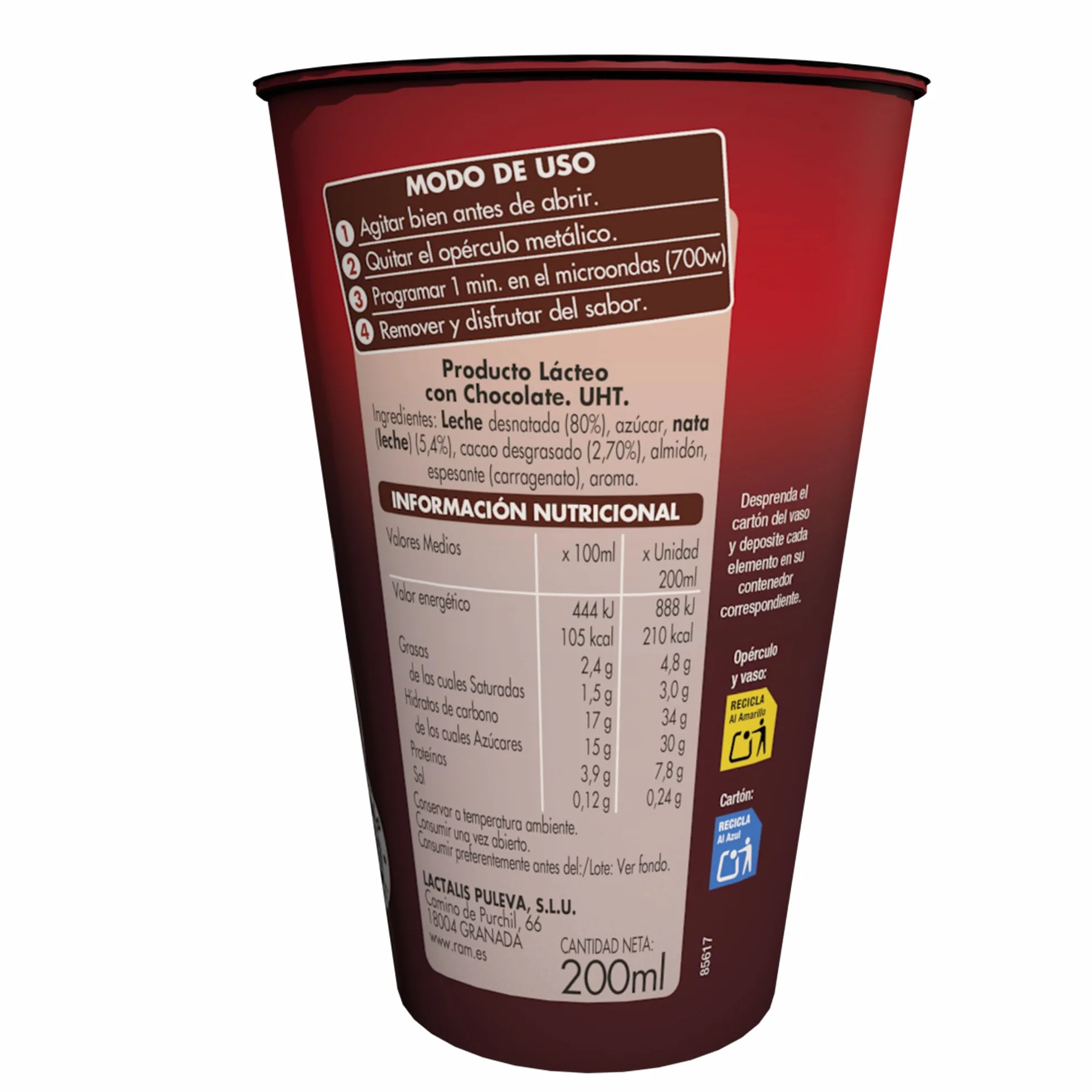 Chocolatíssimo Chocolate RAM vaso 200ml Caja 10 uds